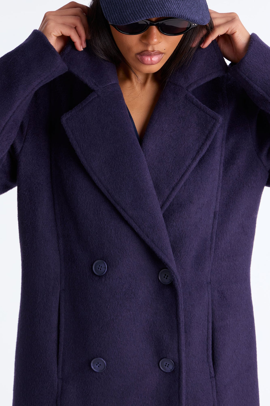Melonie Wool Trench Coat - Navy