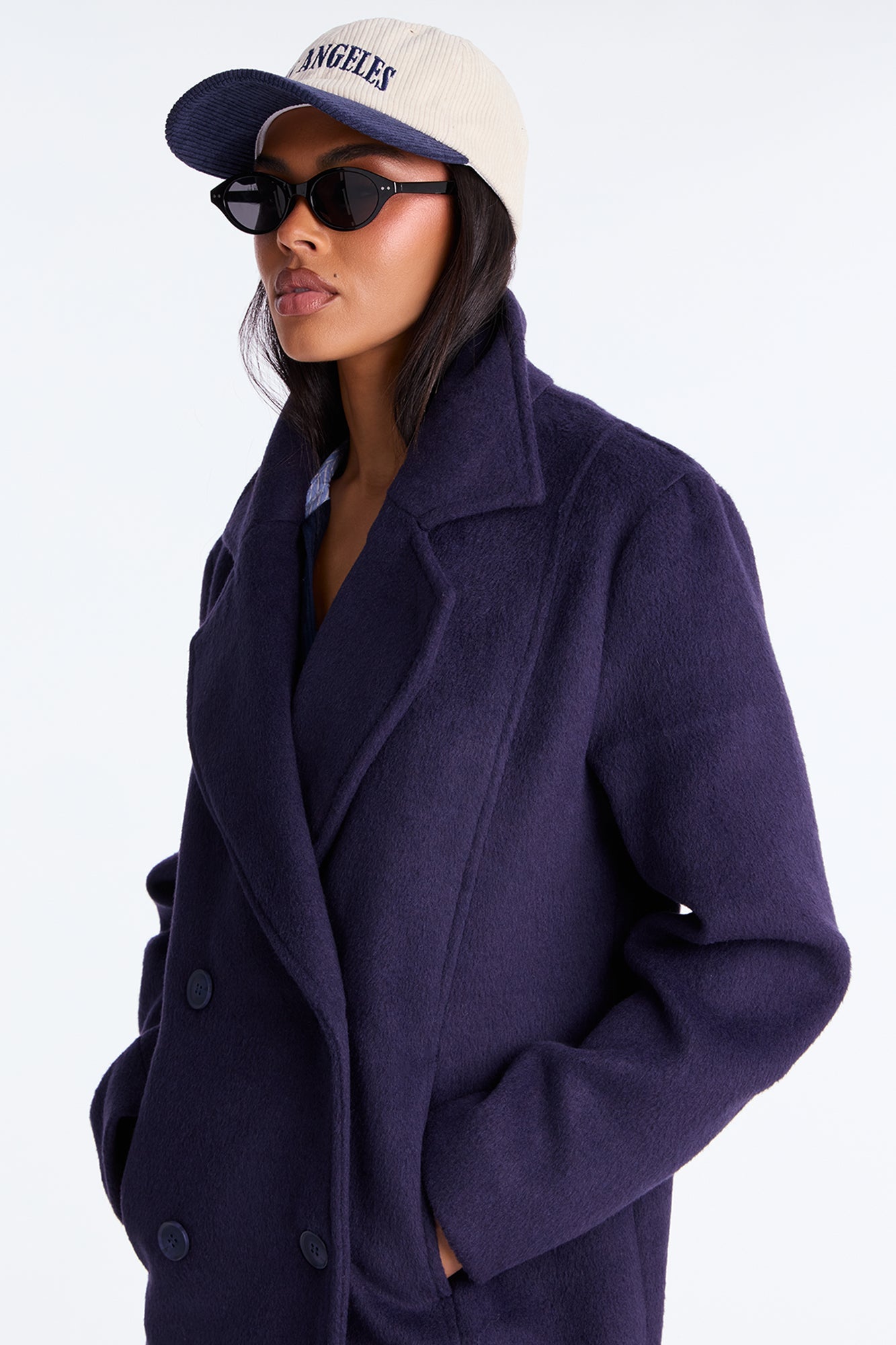 Melonie Wool Trench Coat - Navy
