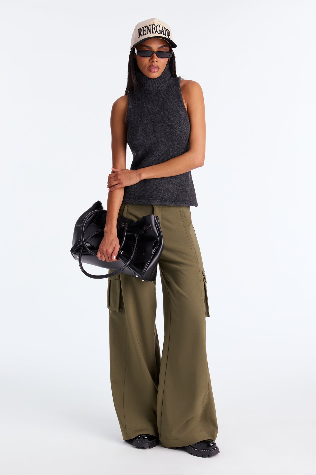 Rebel Heart Extreme Wide Leg Cargo Pant 32″ - Olive