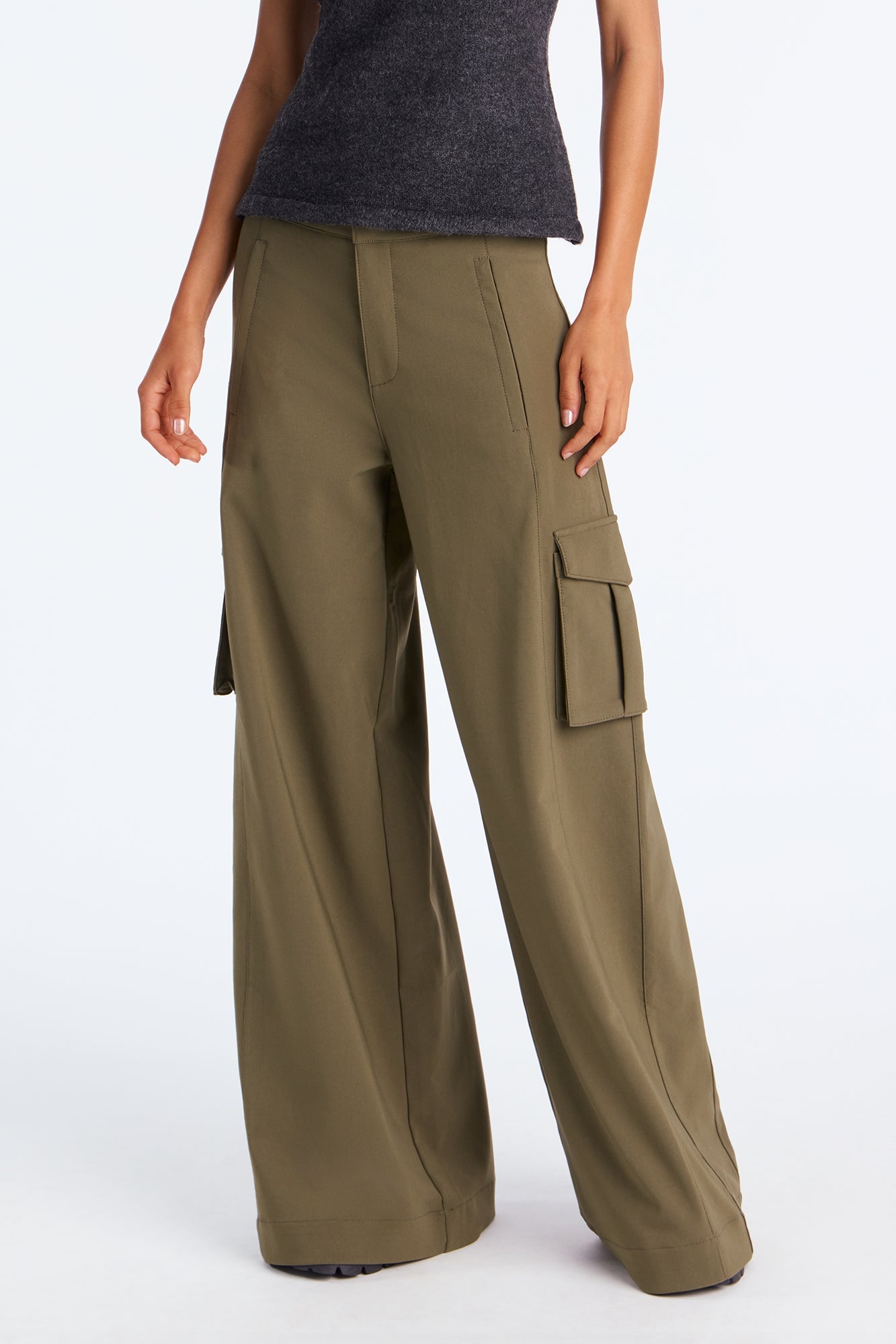 Rebel Heart Extreme Wide Leg Cargo Pant 32″ - Olive