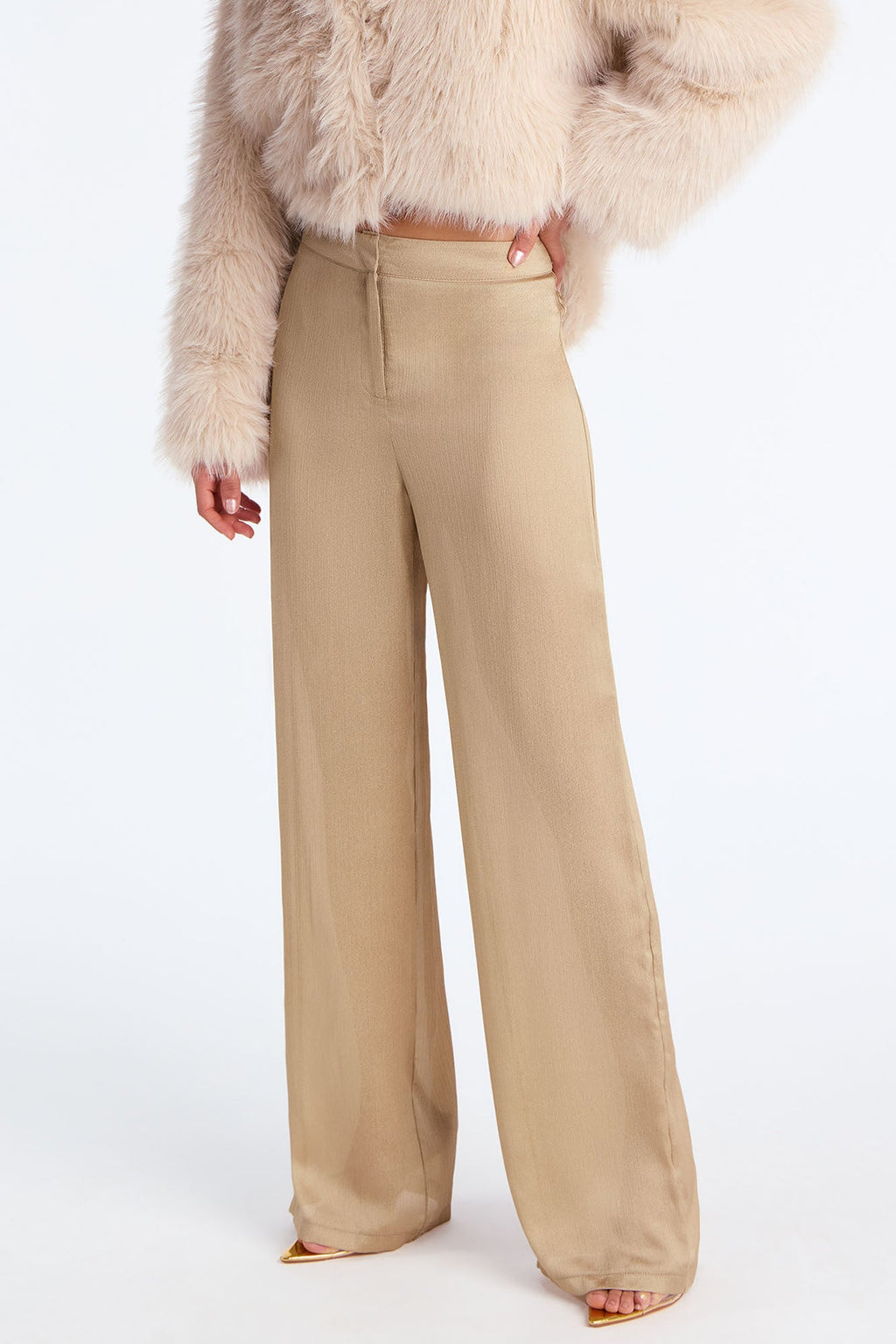 Iconic Scene Low Rise Shimmer Wide Leg Pant 33 - Gold