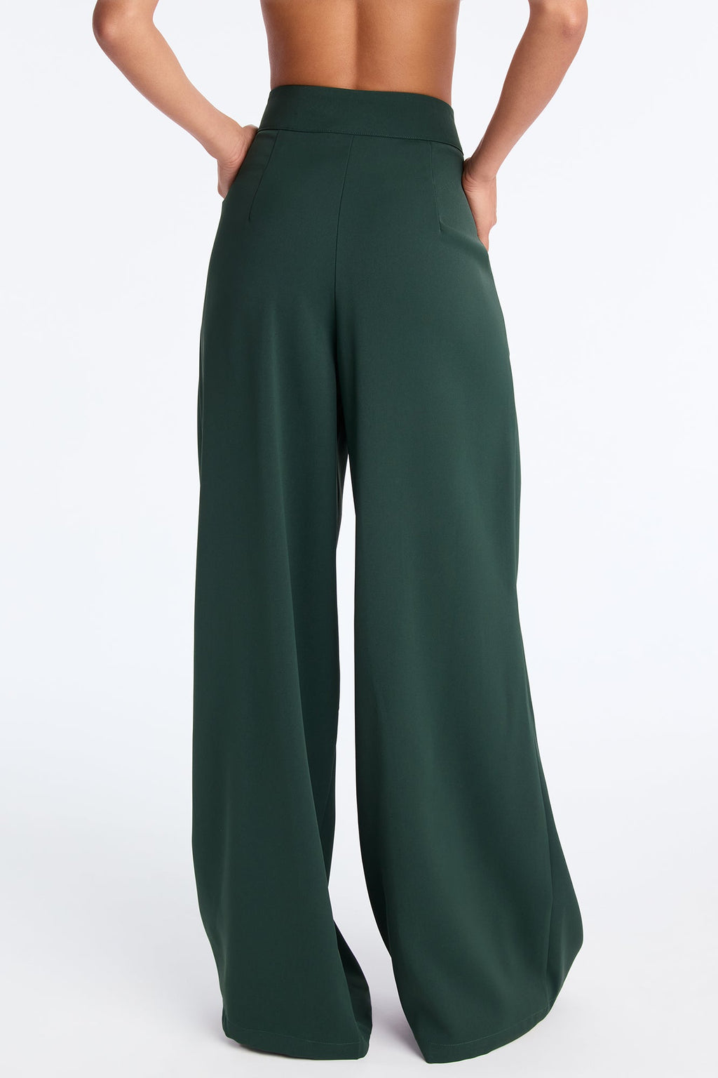 Candice Pleated Wide Leg Trouser Pant 33″ - Hunter