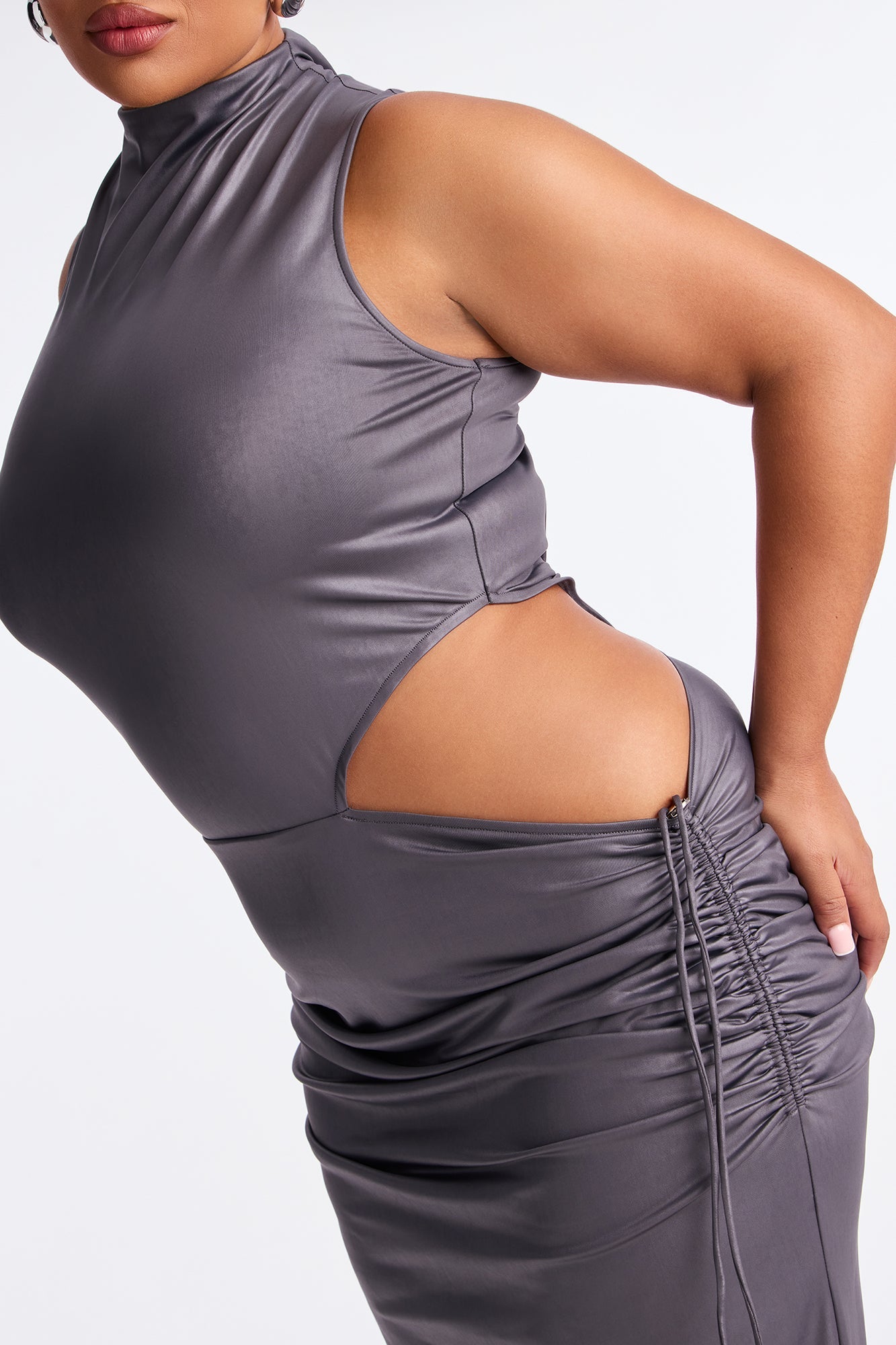 Not A Prob Cut Out Maxi Dress - Charcoal