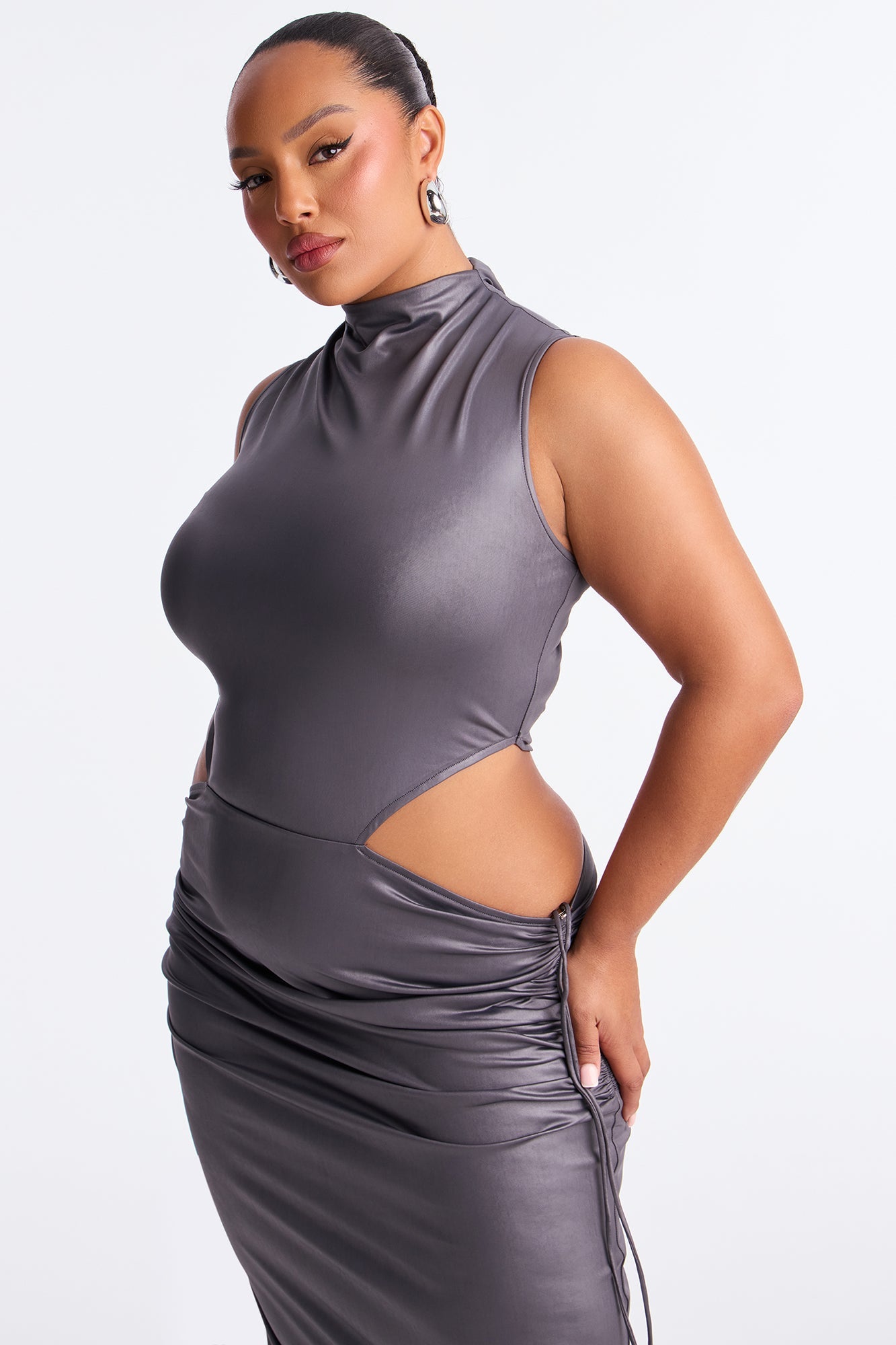 Not A Prob Cut Out Maxi Dress - Charcoal