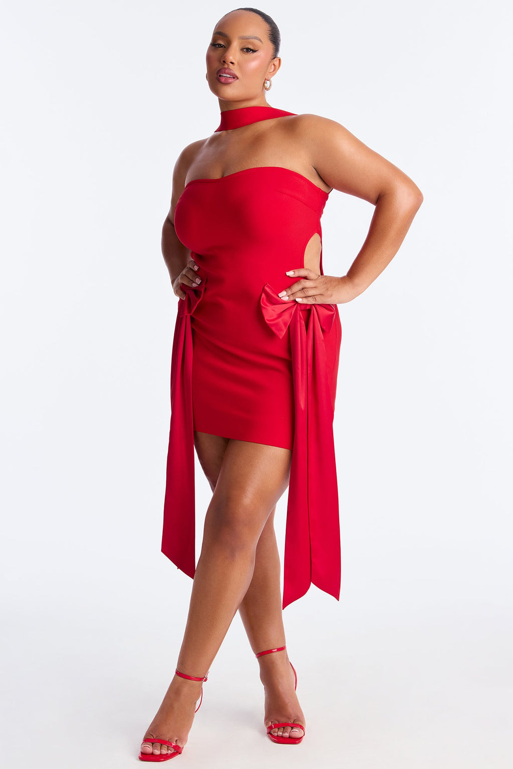 I Am The Gift Bow Bandage Micro Mini Dress - Red