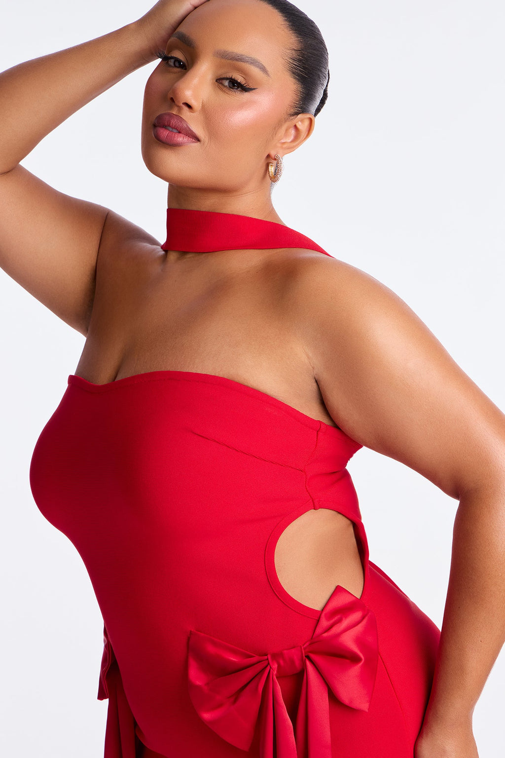 I Am The Gift Bow Bandage Micro Mini Dress - Red