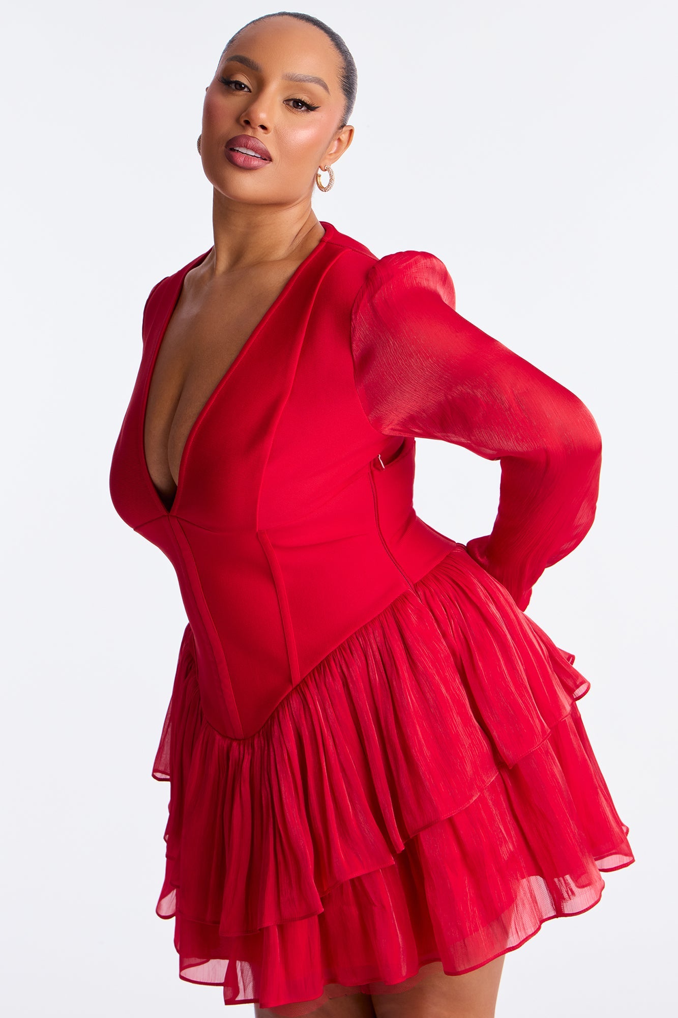Keep Up Corset Waist Bandage Micro Mini Dress - Red