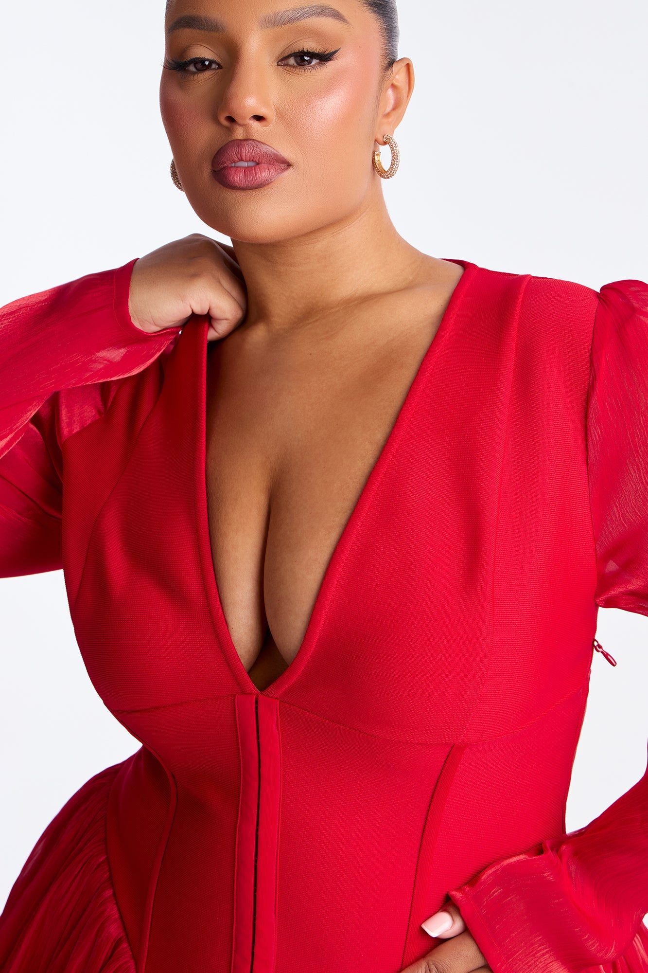Keep Up Corset Waist Bandage Micro Mini Dress - Red