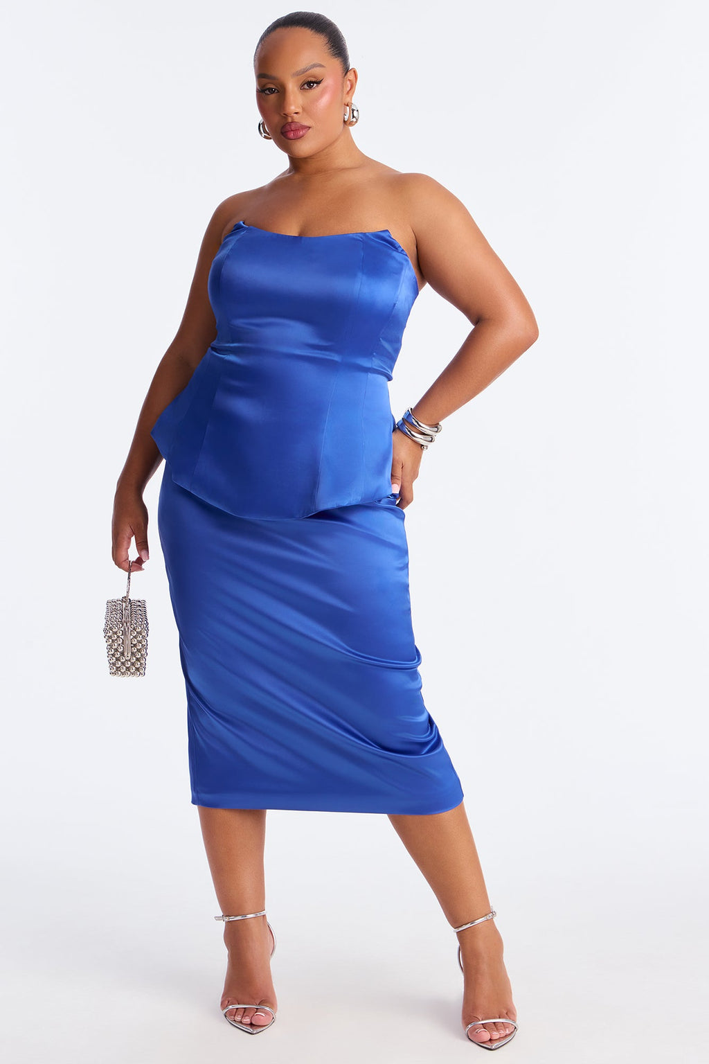 Darling Mine Satin Midi Dress - Royal