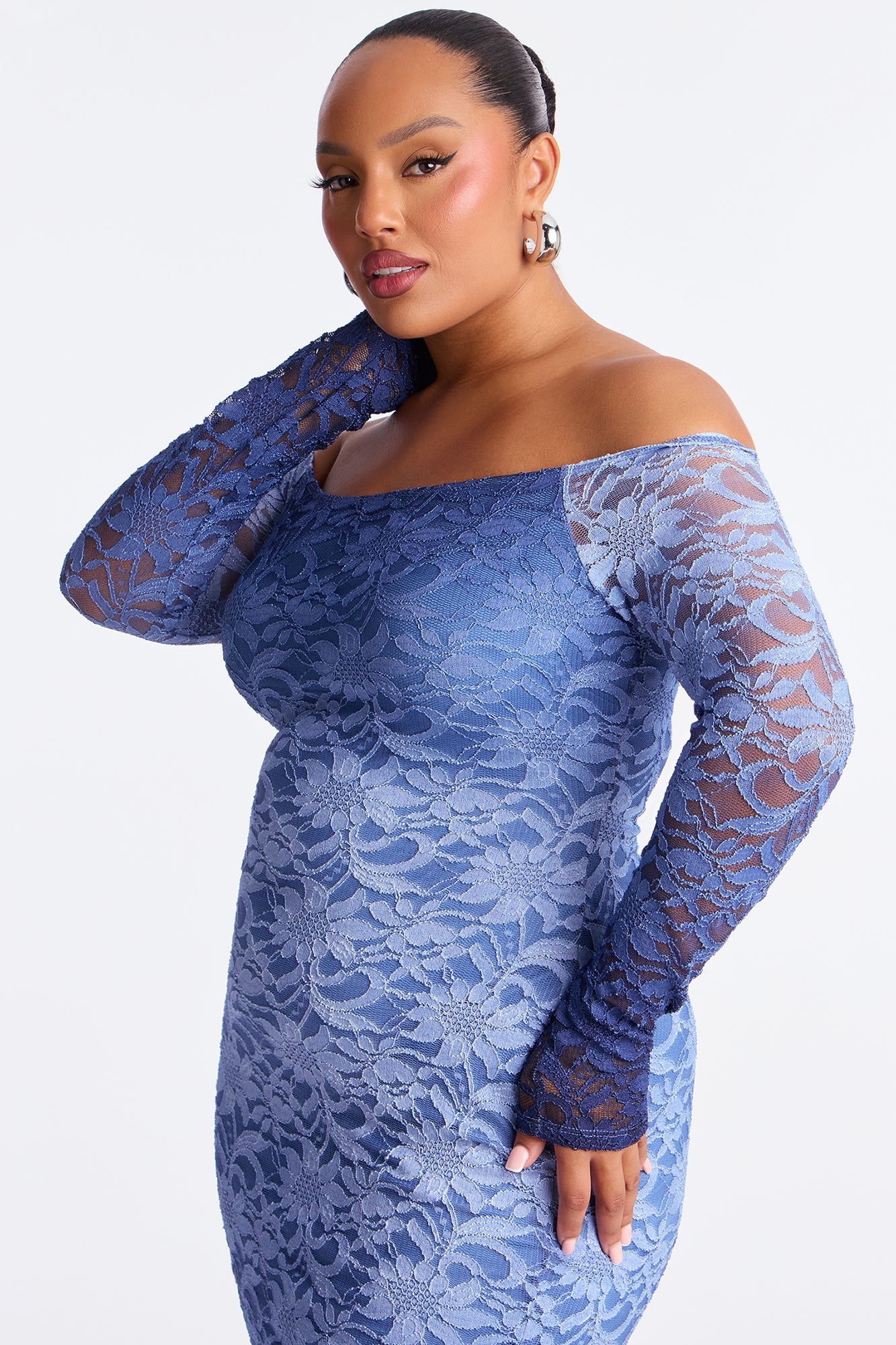 Lorelei Ombre Lace Midi Dress - Blue
