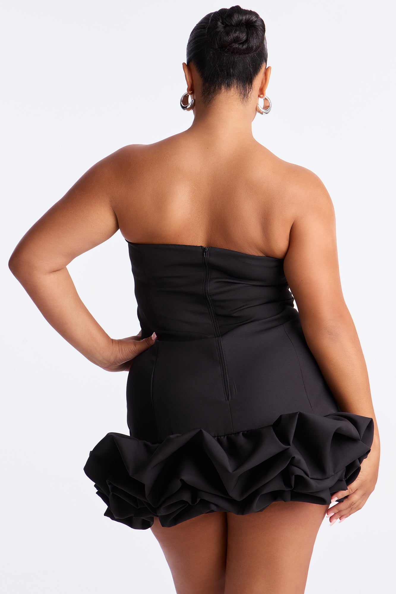 Cierra Strapless Bubble Mini Dress - Black