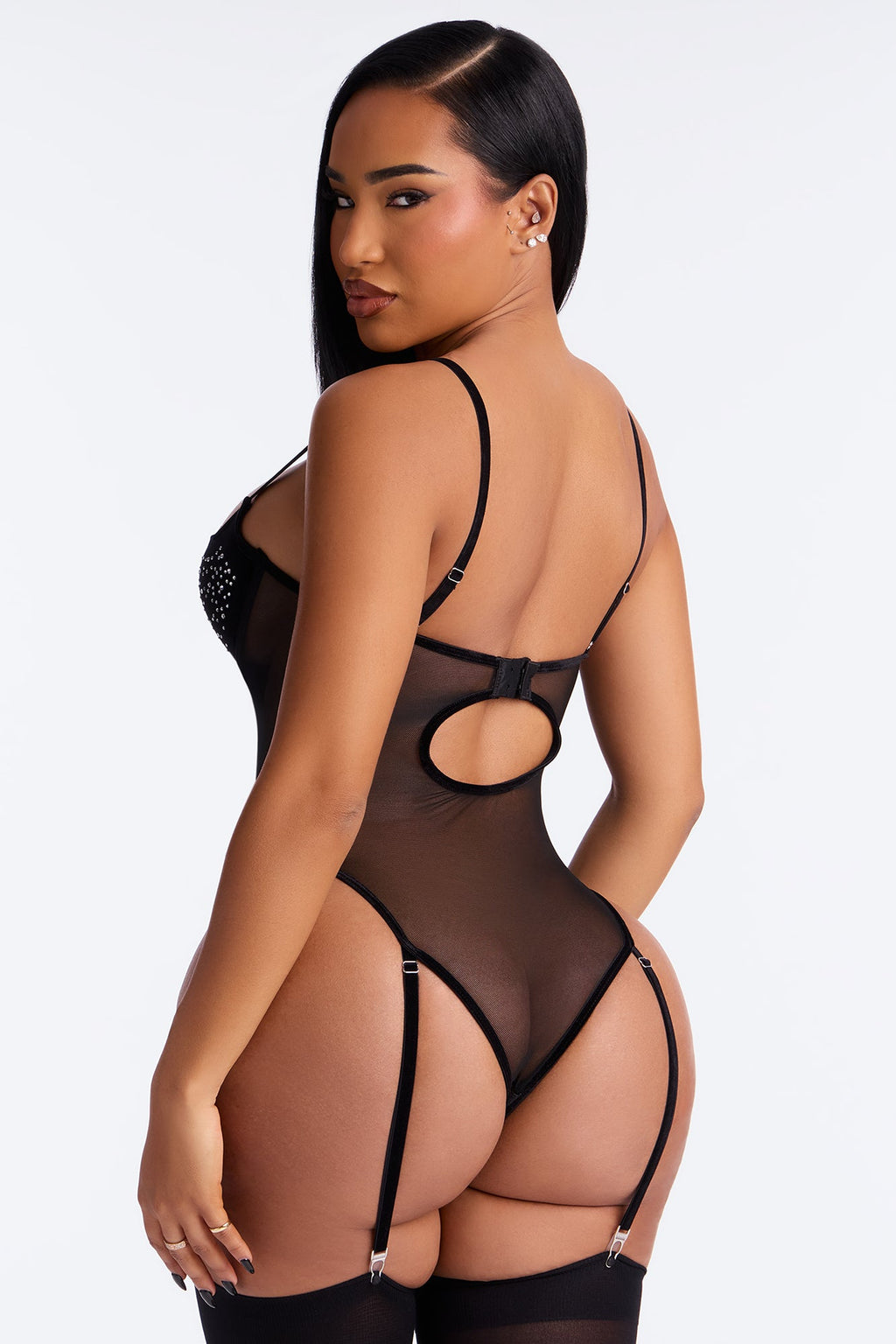 Naked Ambition Mesh Teddy - Black