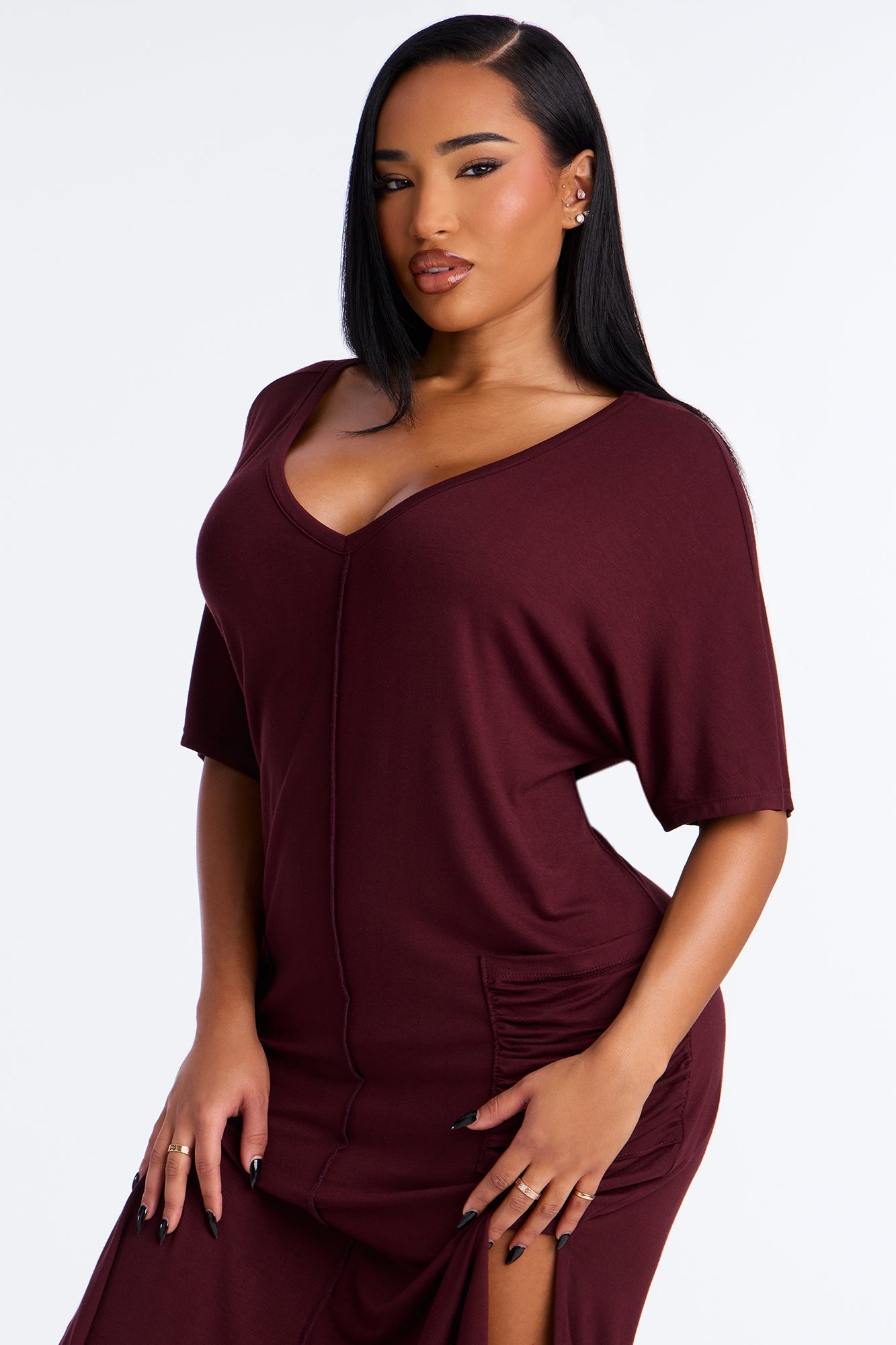 Staying In TShirt Midi Dress - Brown