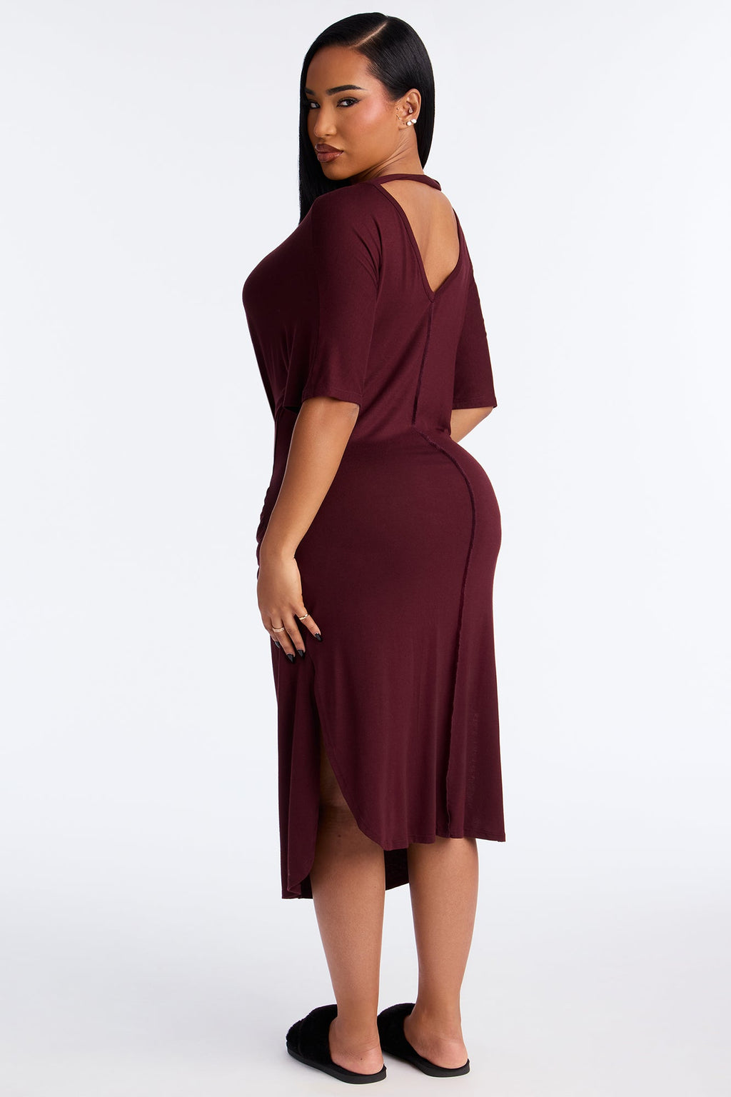 Staying In TShirt Midi Dress - Brown