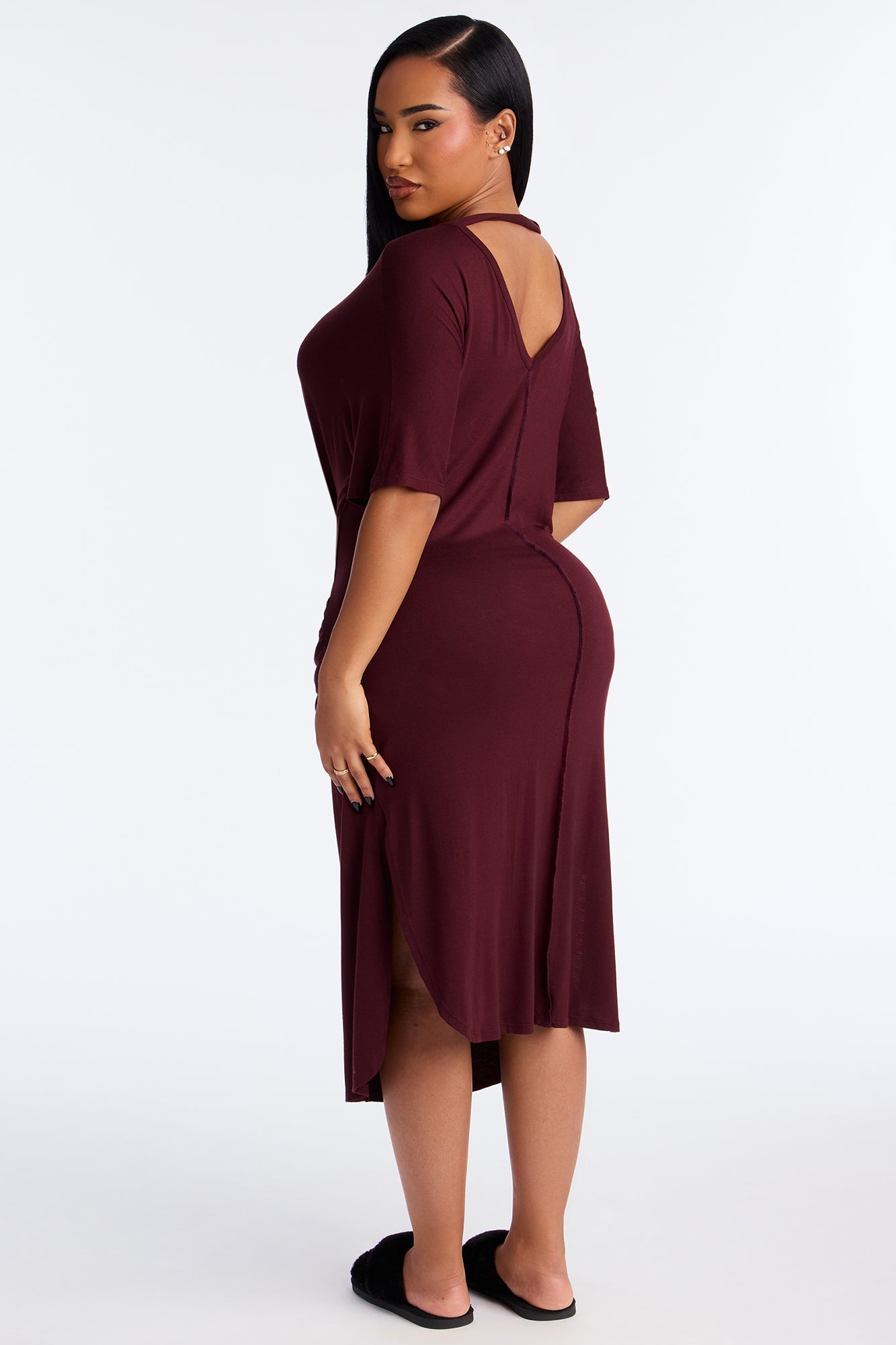 Staying In TShirt Midi Dress - Brown