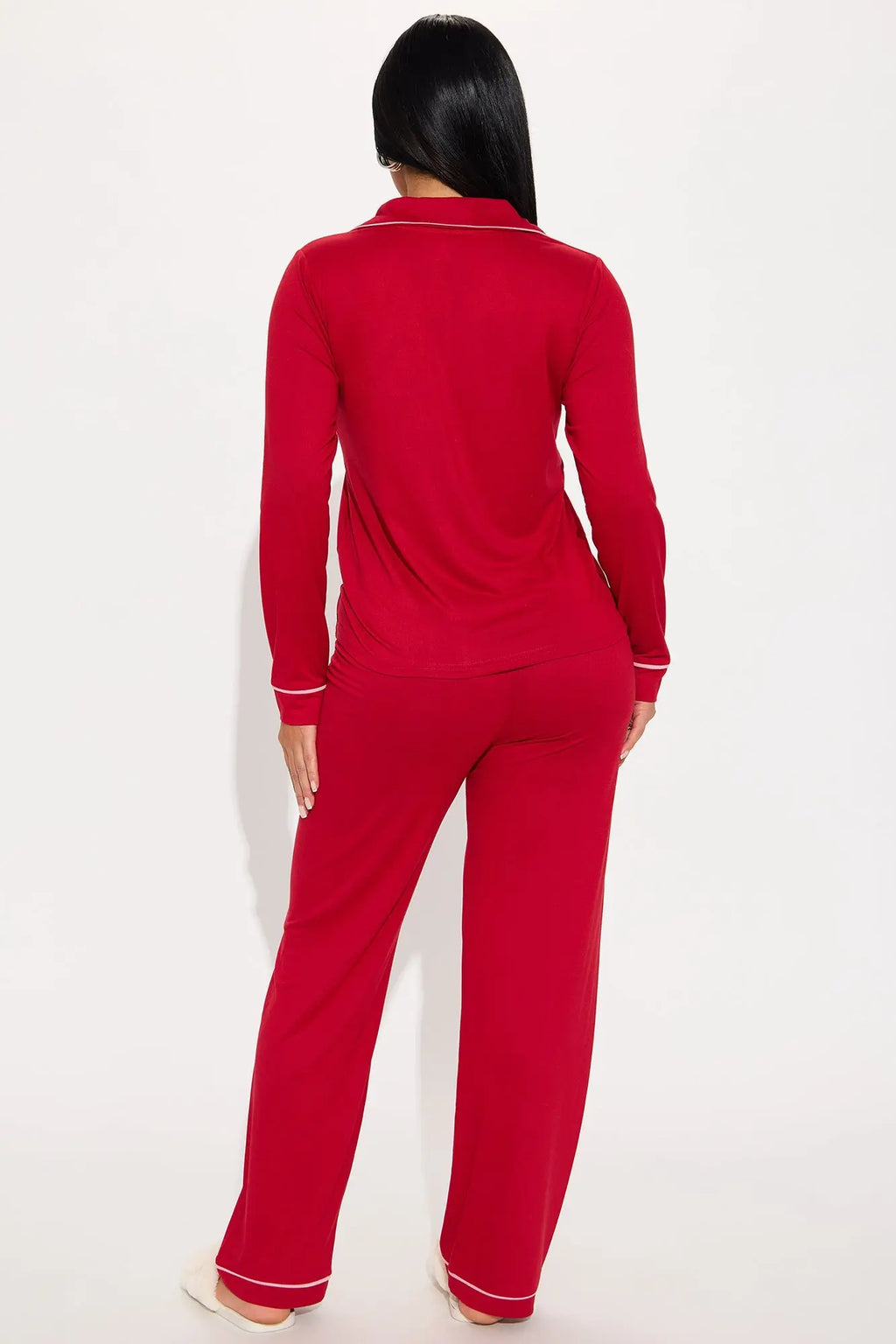 In The Morning PJ Pant Set - DarkRed 