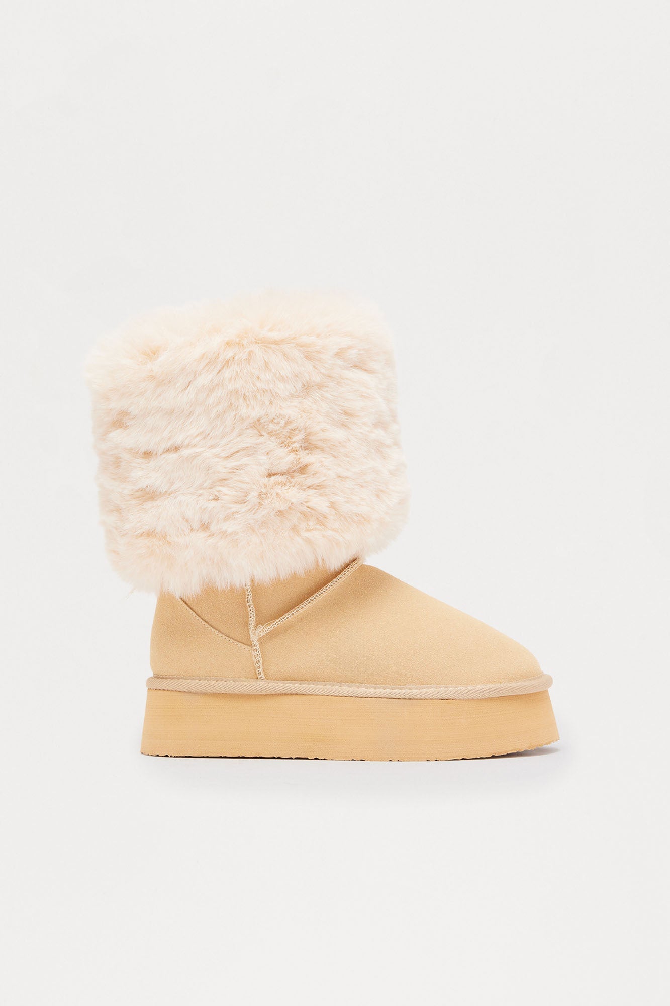 December Faux Fur Platform Booties - Sand