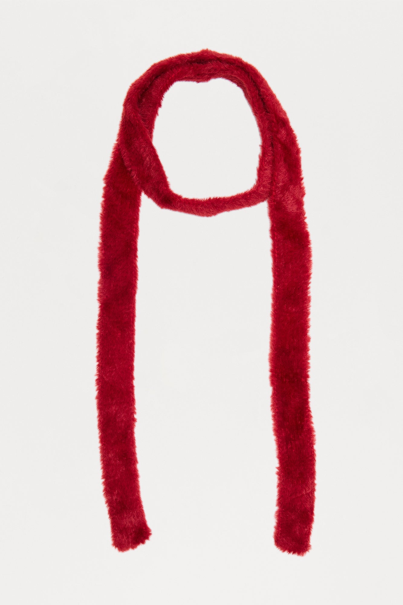 Autumn Time Faux Fur Skinny Scarf - Burgundy