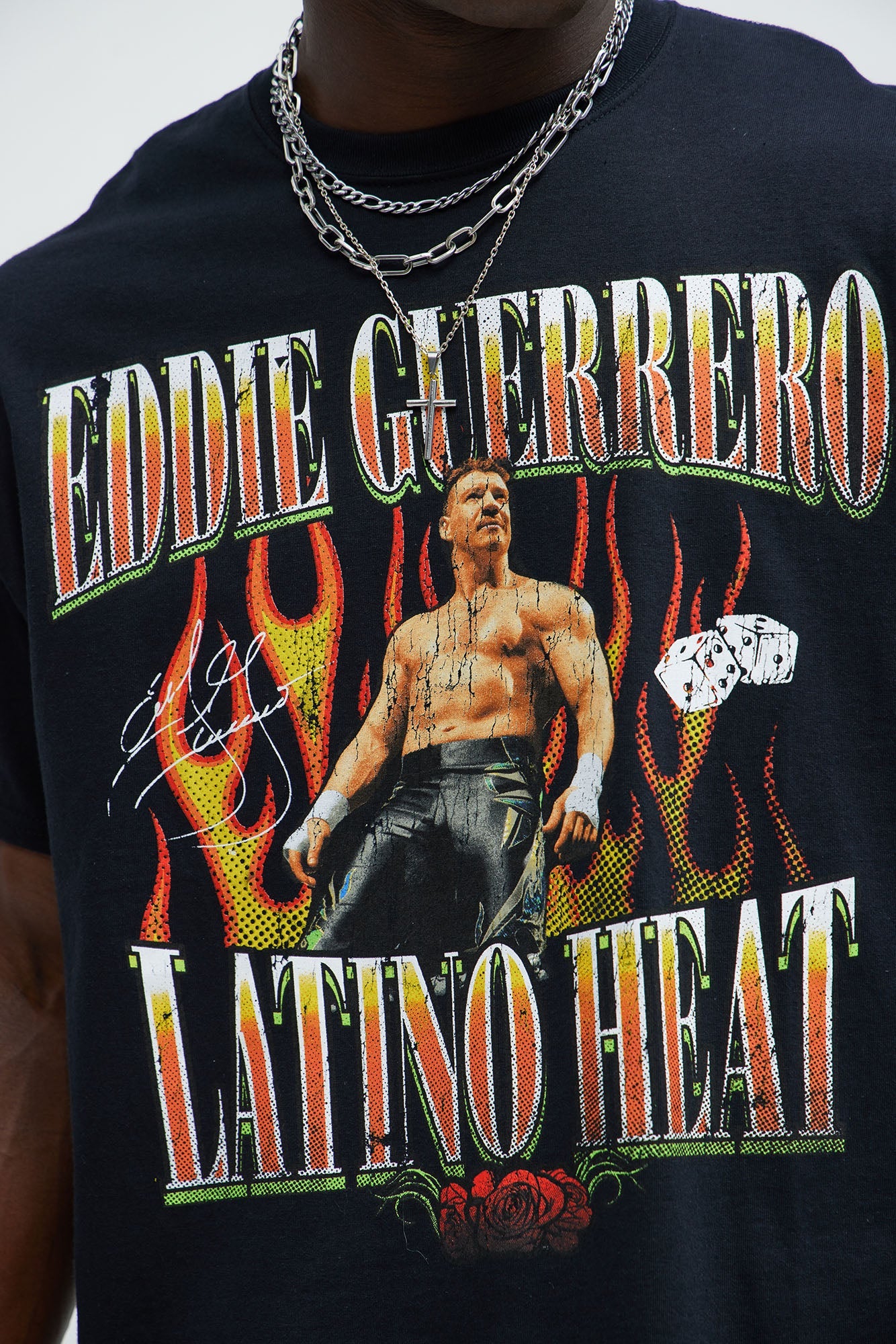 WWE Eddie Guerrero Latino Heat Oversized Short Sleeve Tee - Black