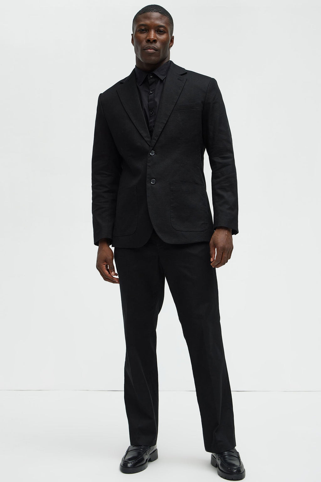 Travis Solid Texture Blazer - Black