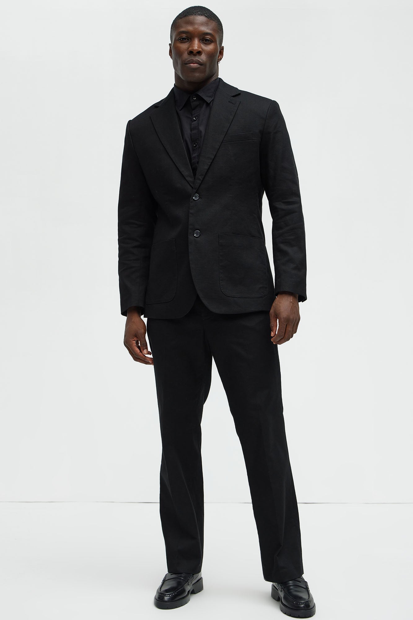 Travis Solid Texture Blazer - Black