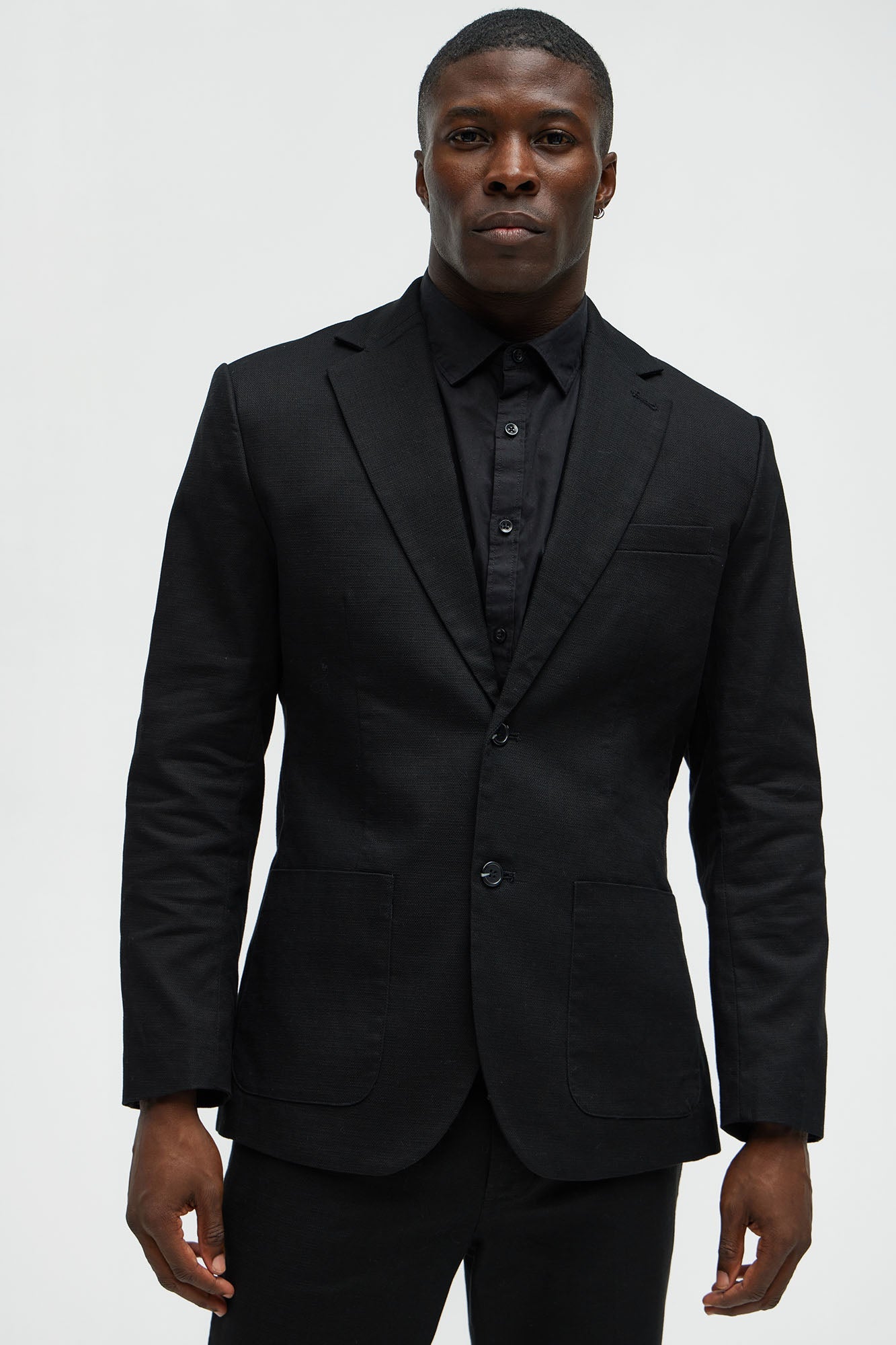 Travis Solid Texture Blazer - Black