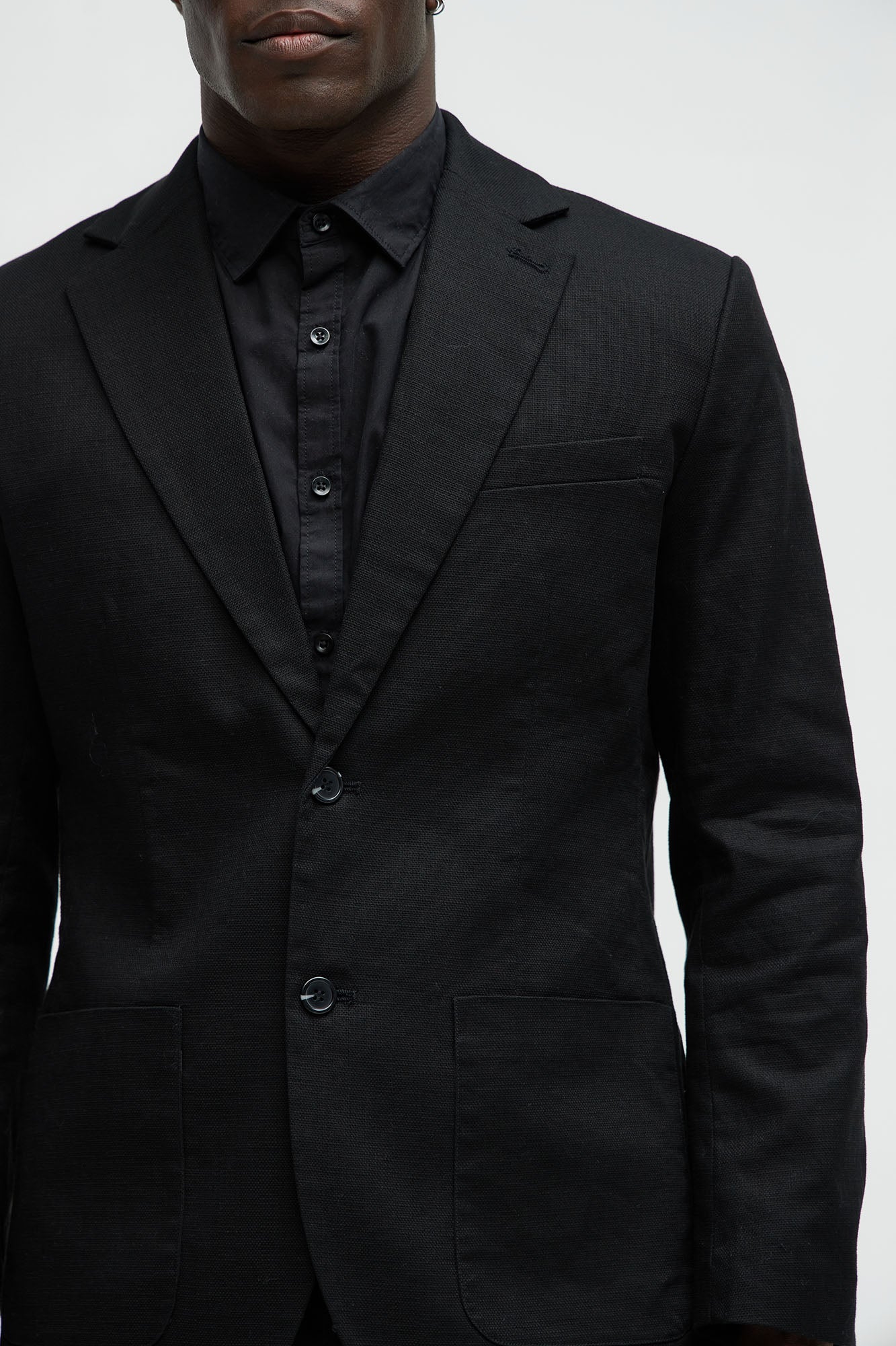 Travis Solid Texture Blazer - Black
