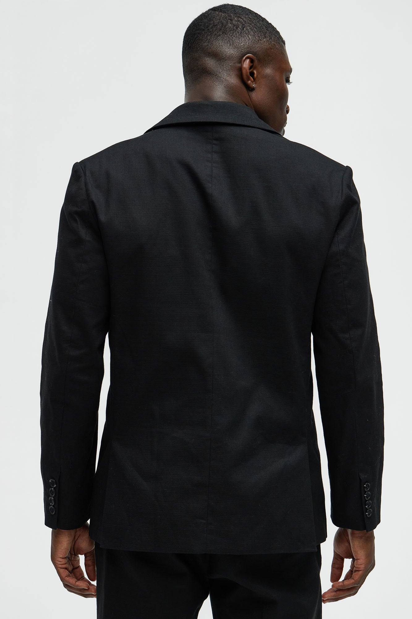 Travis Solid Texture Blazer - Black