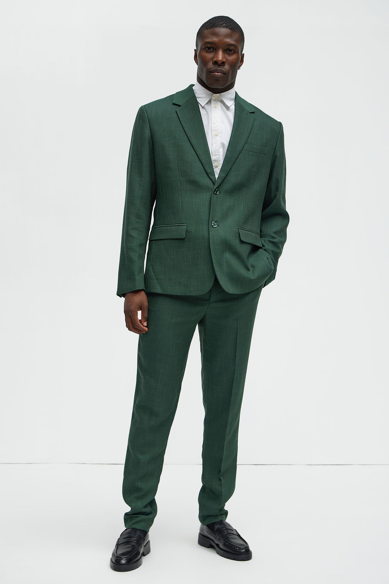 Shepton Solid Texture Blazer - Green