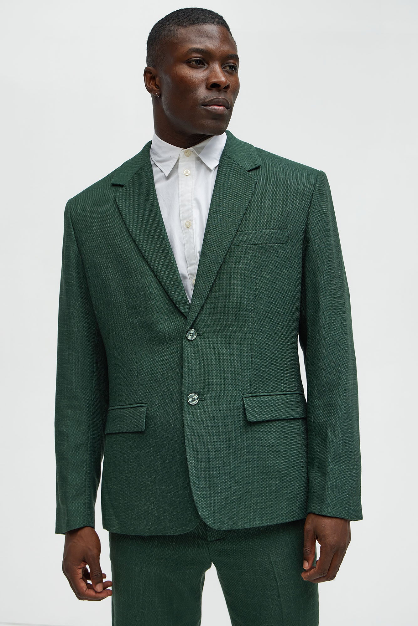 Shepton Solid Texture Blazer - Green