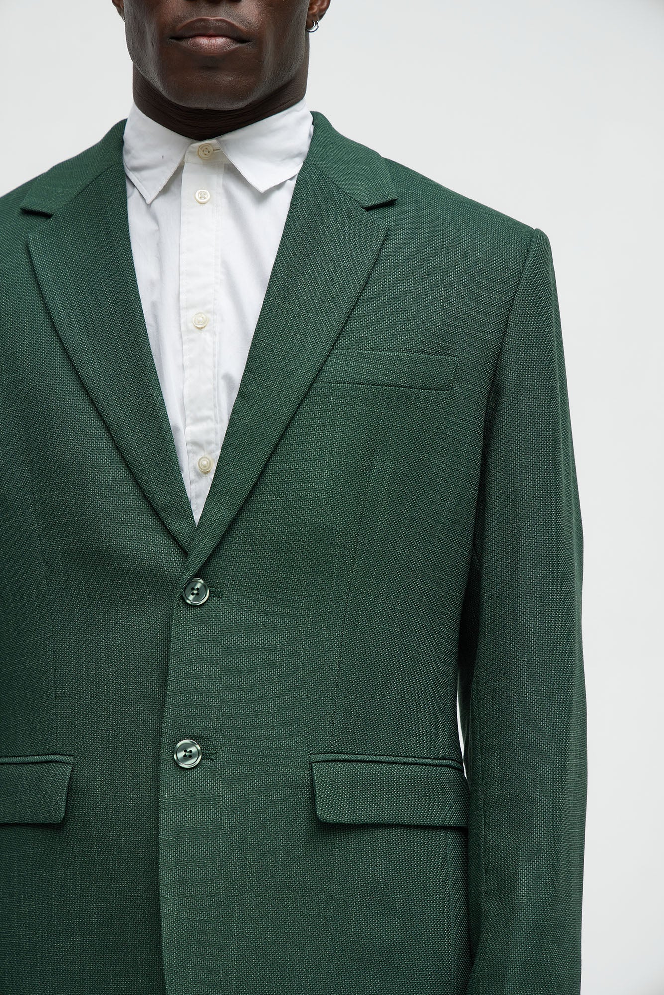 Shepton Solid Texture Blazer - Green