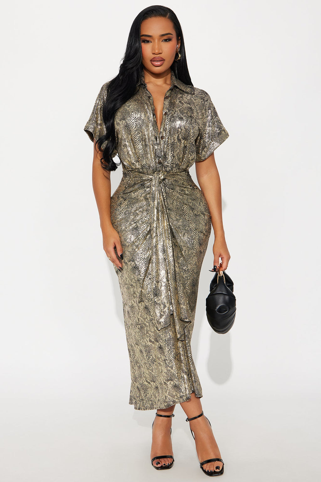 Bite Boss Snake Print Maxi Dress - Black/combo