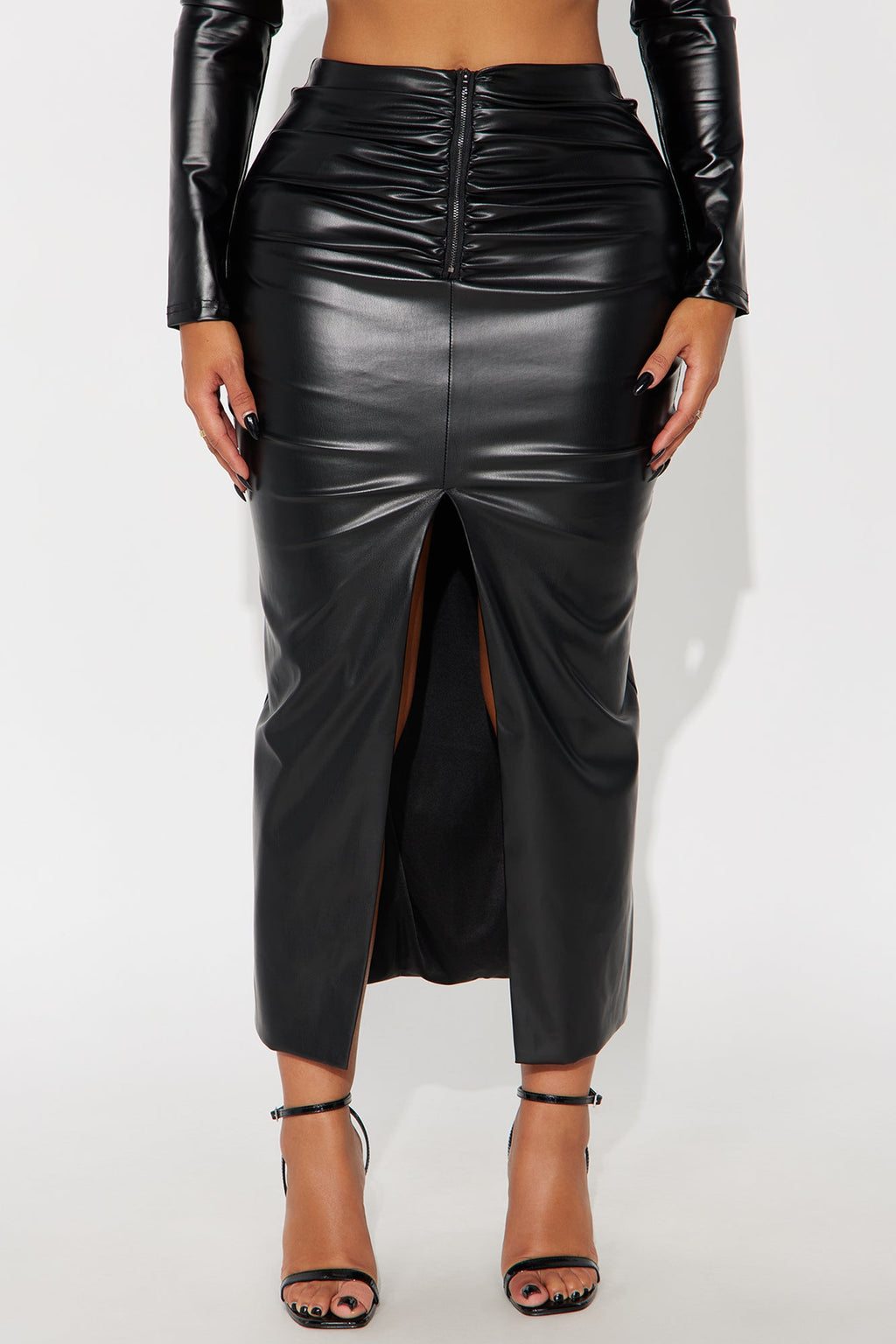 Not That Into You Faux Leather Maxi Skirt - Black