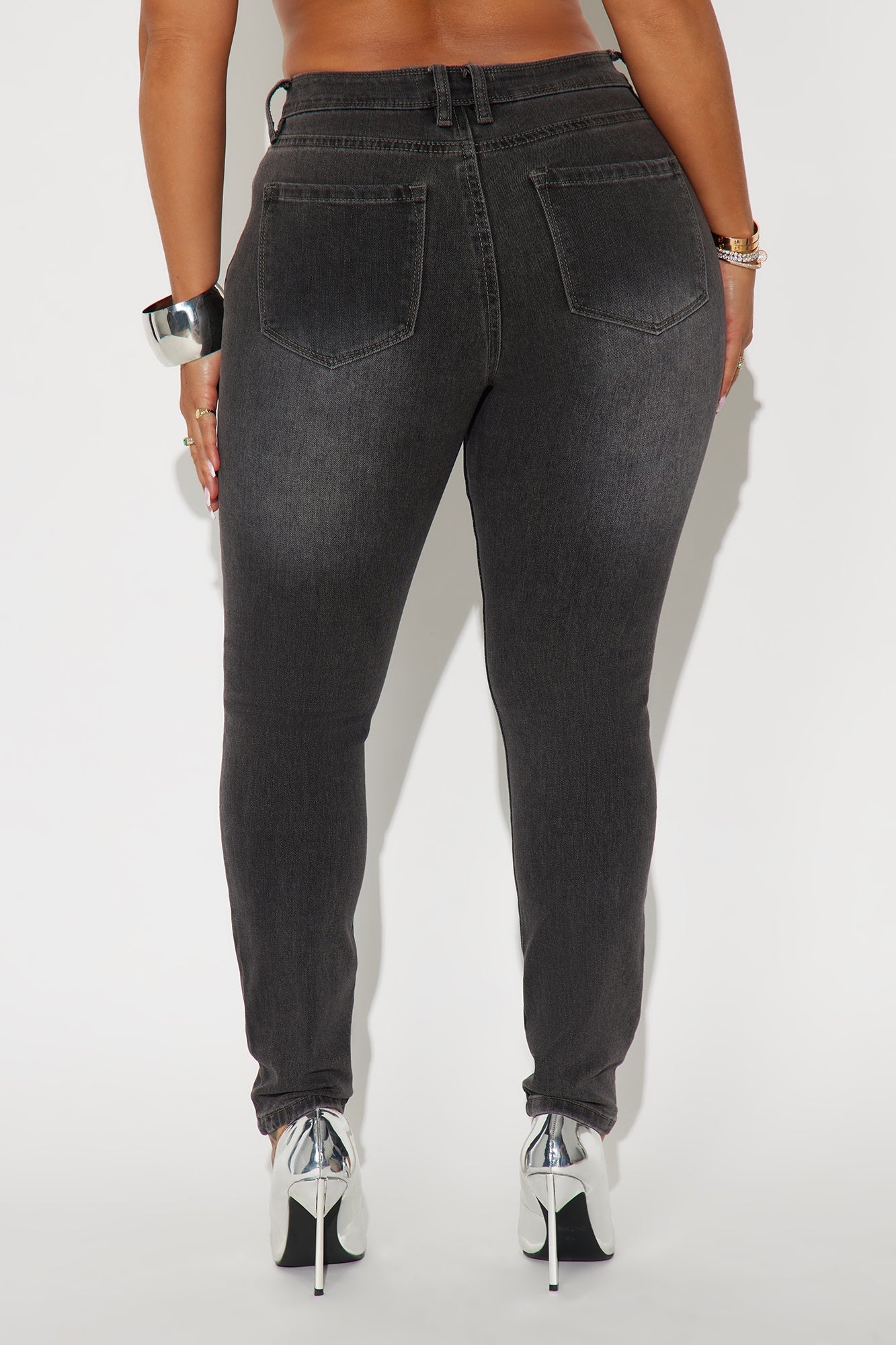 Better Myself Mid Rise Skinny Jeans - Grey