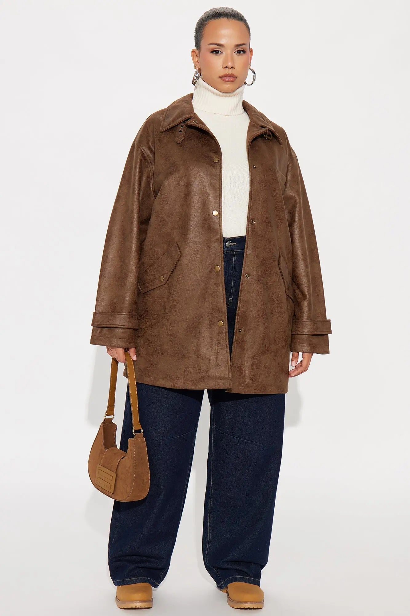 Can't Be Stopped Faux Leather Coat - Brown 