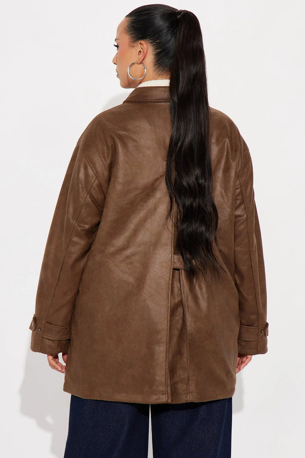 Can't Be Stopped Faux Leather Coat - Brown 