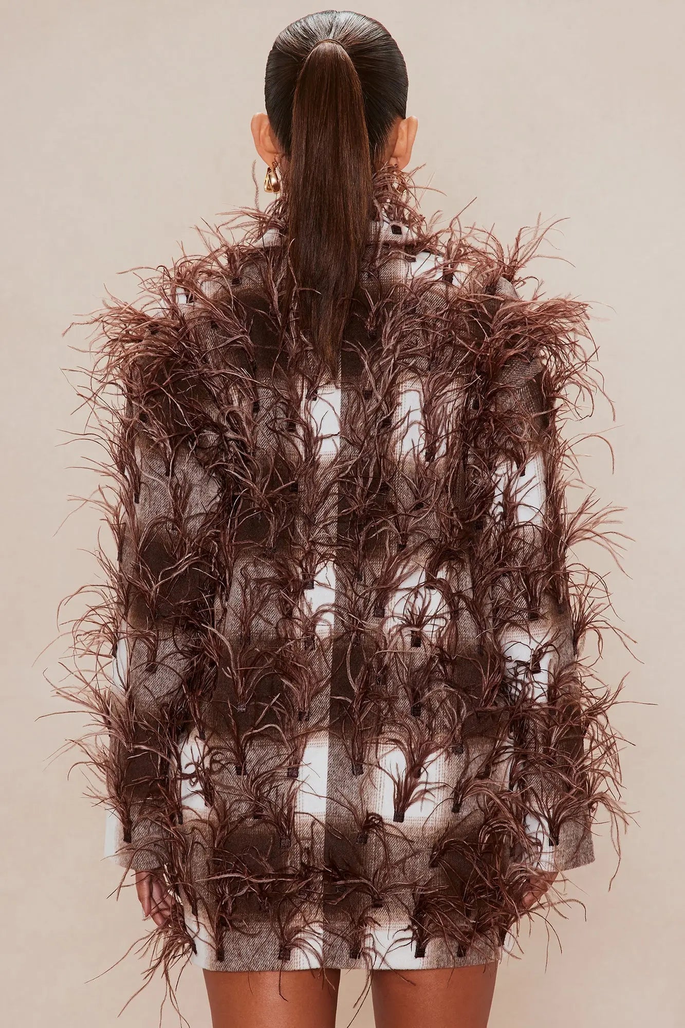 Nadya Feathered Jacket - Brown 