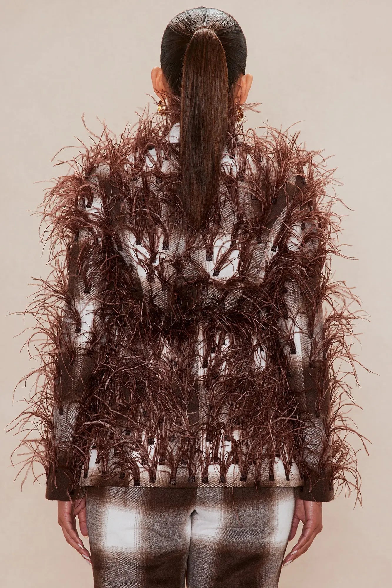 Nadya Feathered Blazer - Brown 