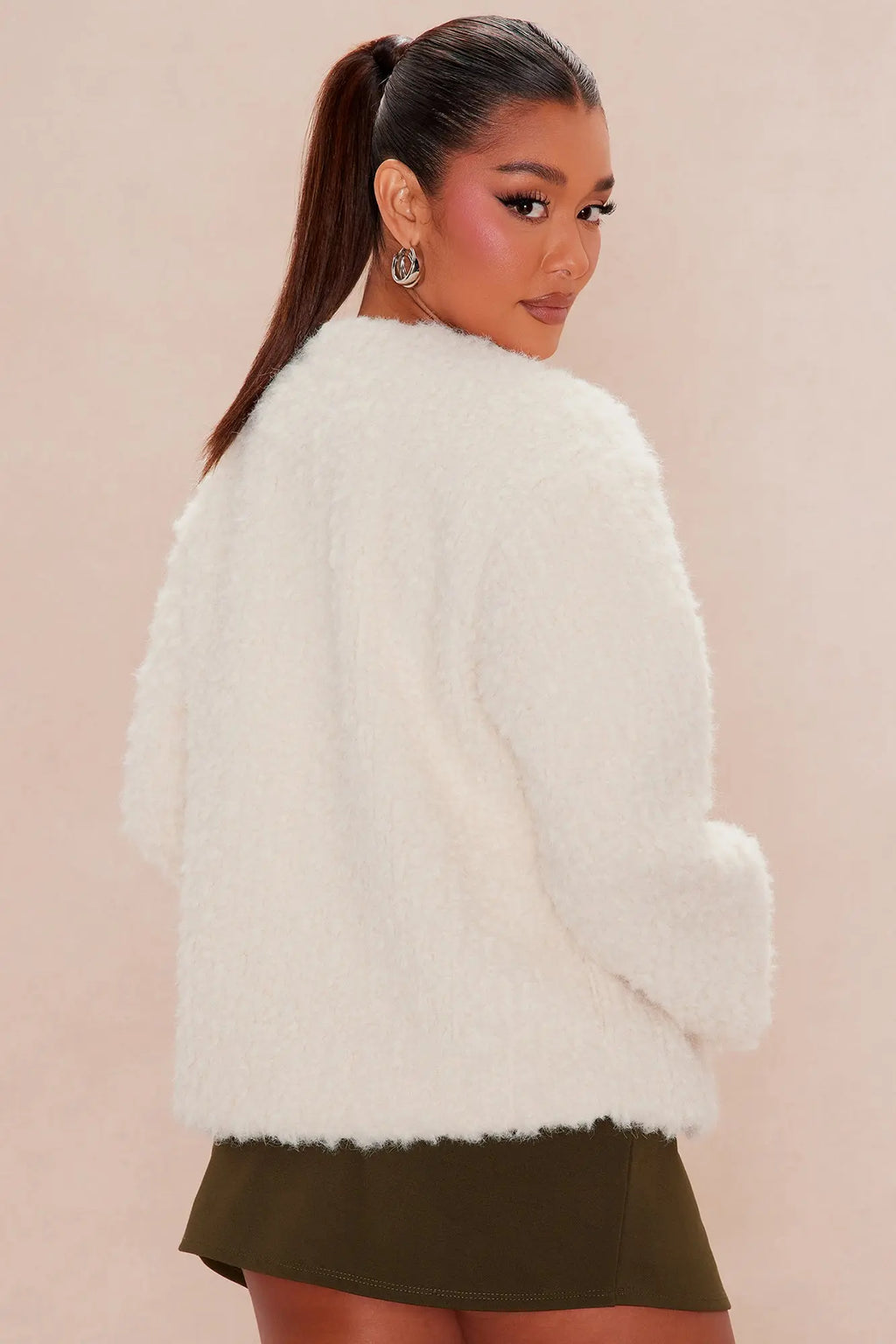 Maribelle Fuzzy Jacket - Cream 