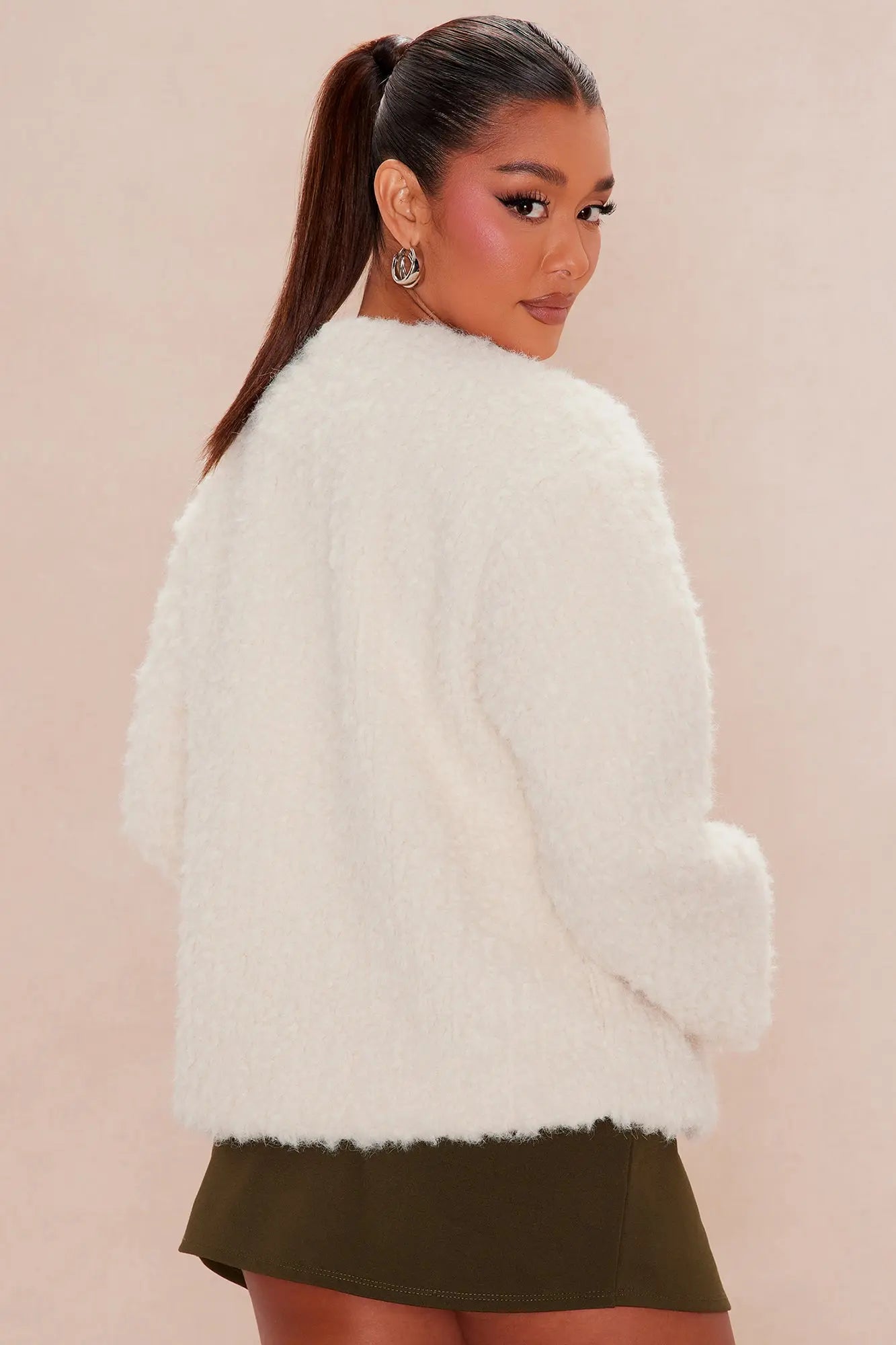 Maribelle Fuzzy Jacket - Cream 