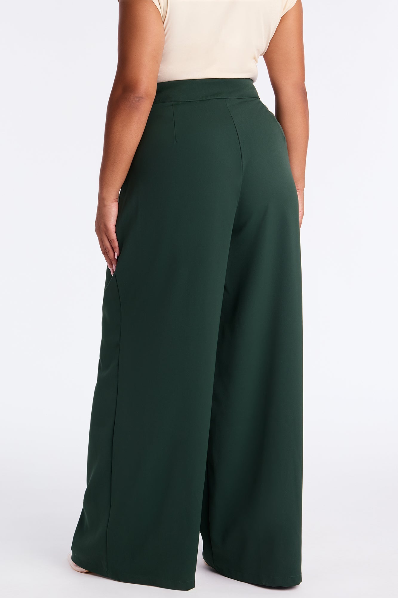 Candice Pleated Wide Leg Trouser Pant 33″ - Hunter