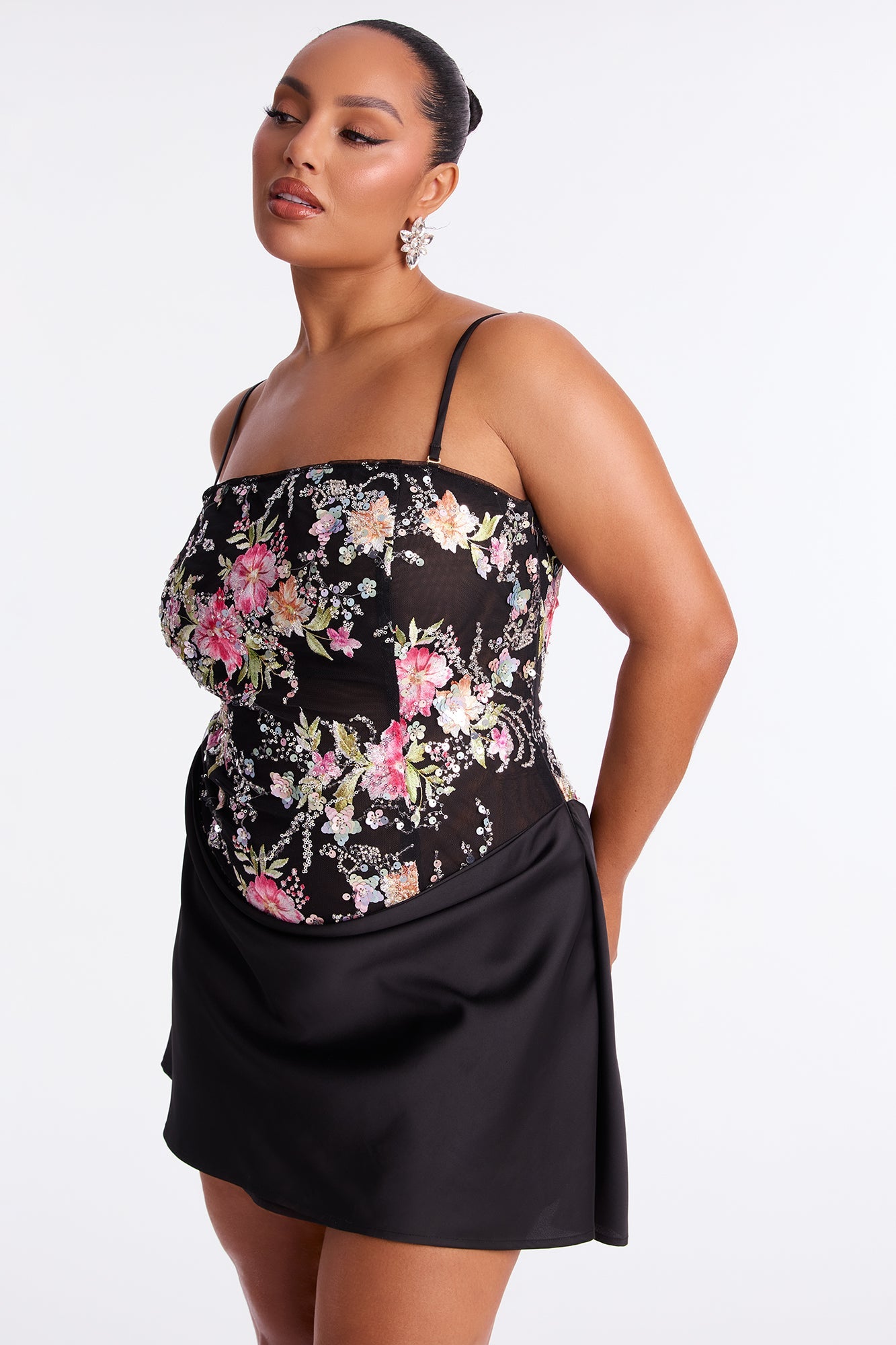 Gloss & Glow Draped Sequin Mini Dress - Black/combo