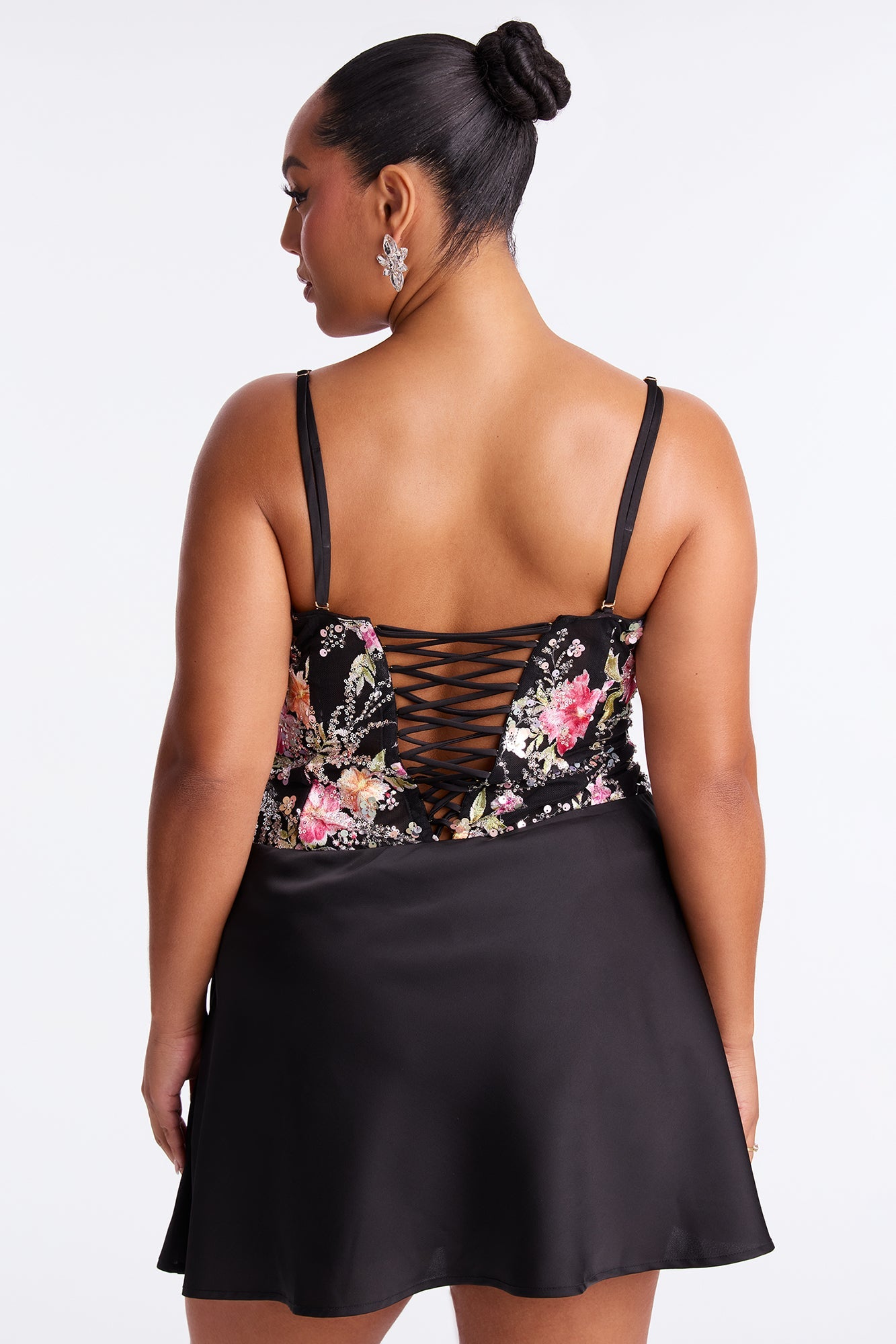 Gloss & Glow Draped Sequin Mini Dress - Black/combo