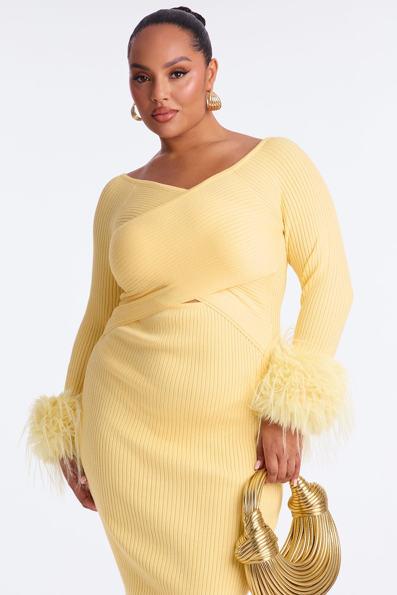 Cozy Plots Off Shoulder Maxi Dress - Butter Yellow