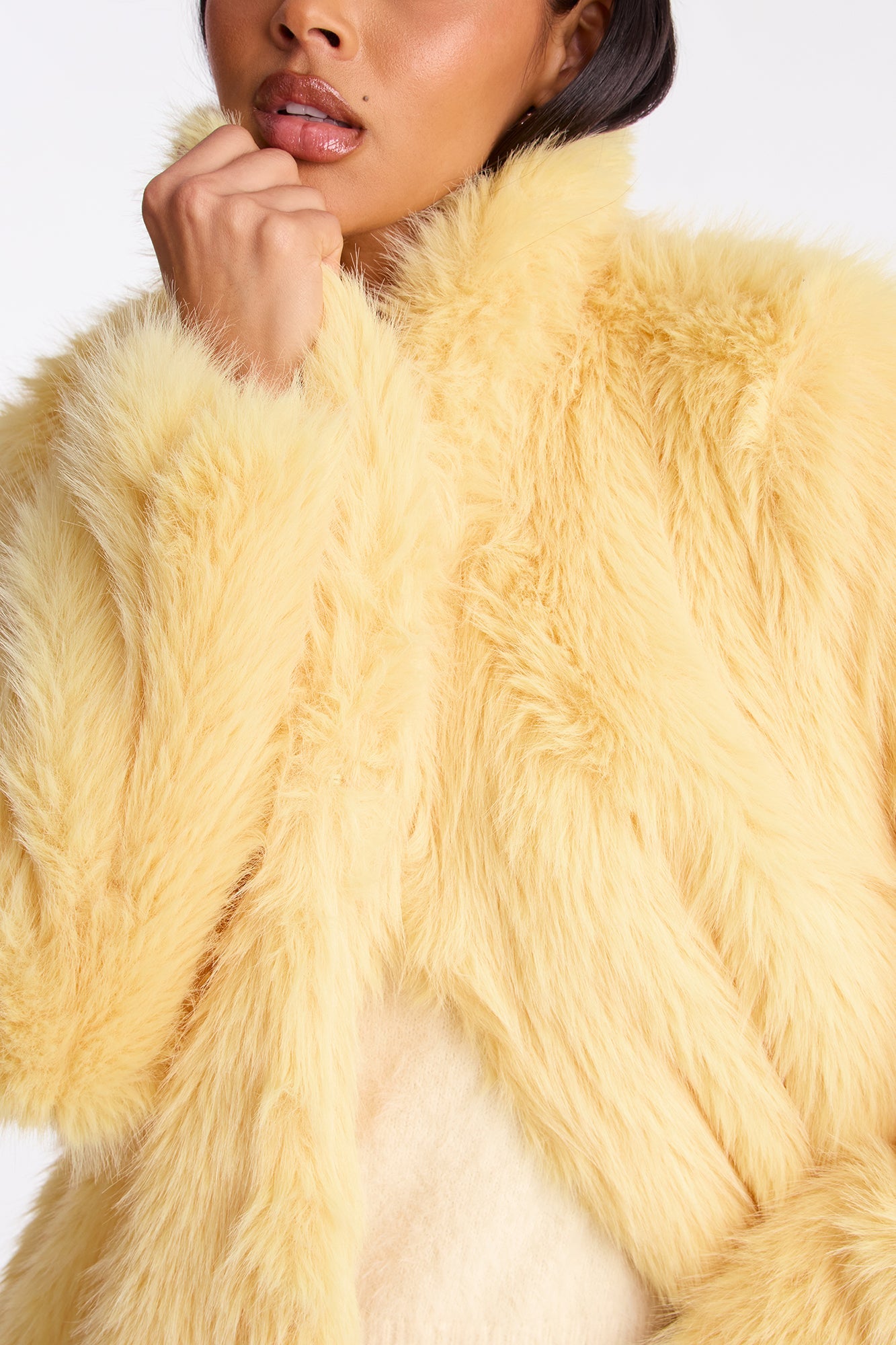 Jobelle Faux Fur Coat - Butter Yellow