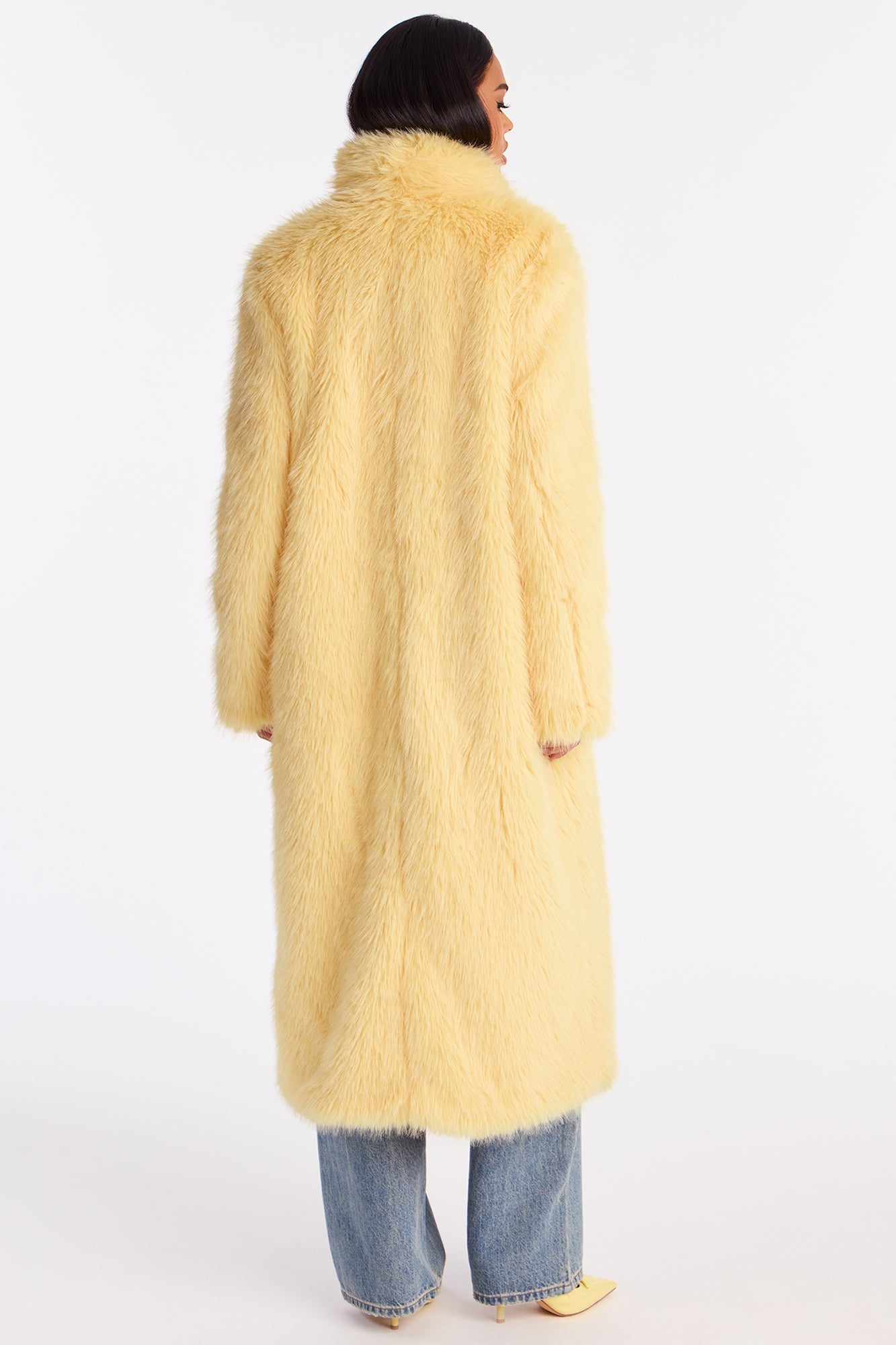 Jobelle Faux Fur Coat - Butter Yellow