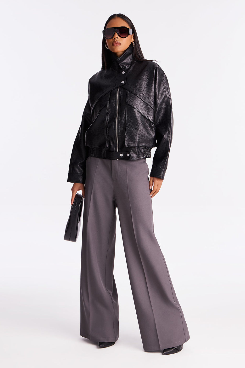 Your Loss Faux Leather Bomber Jacket - Black