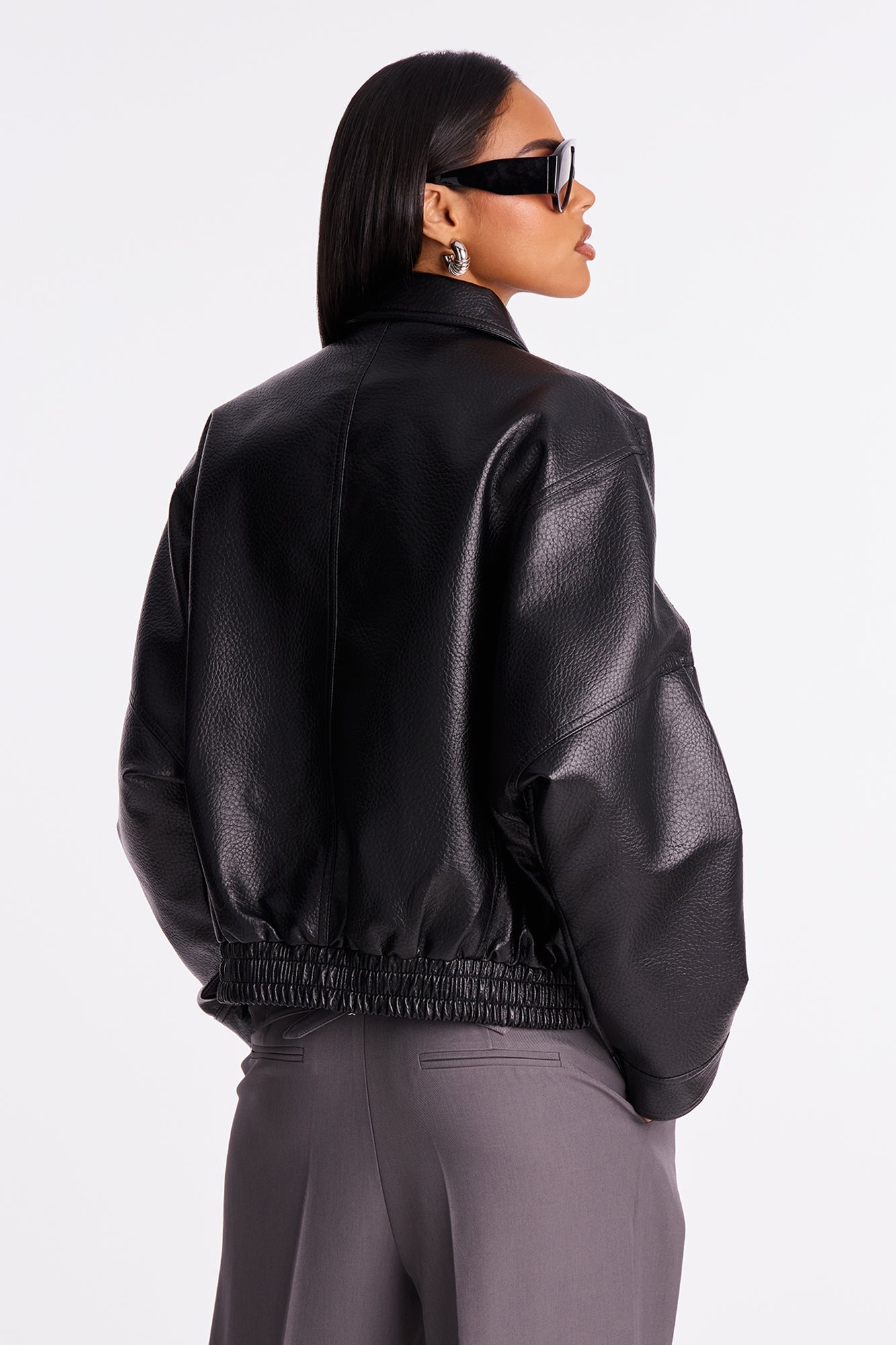 Your Loss Faux Leather Bomber Jacket - Black