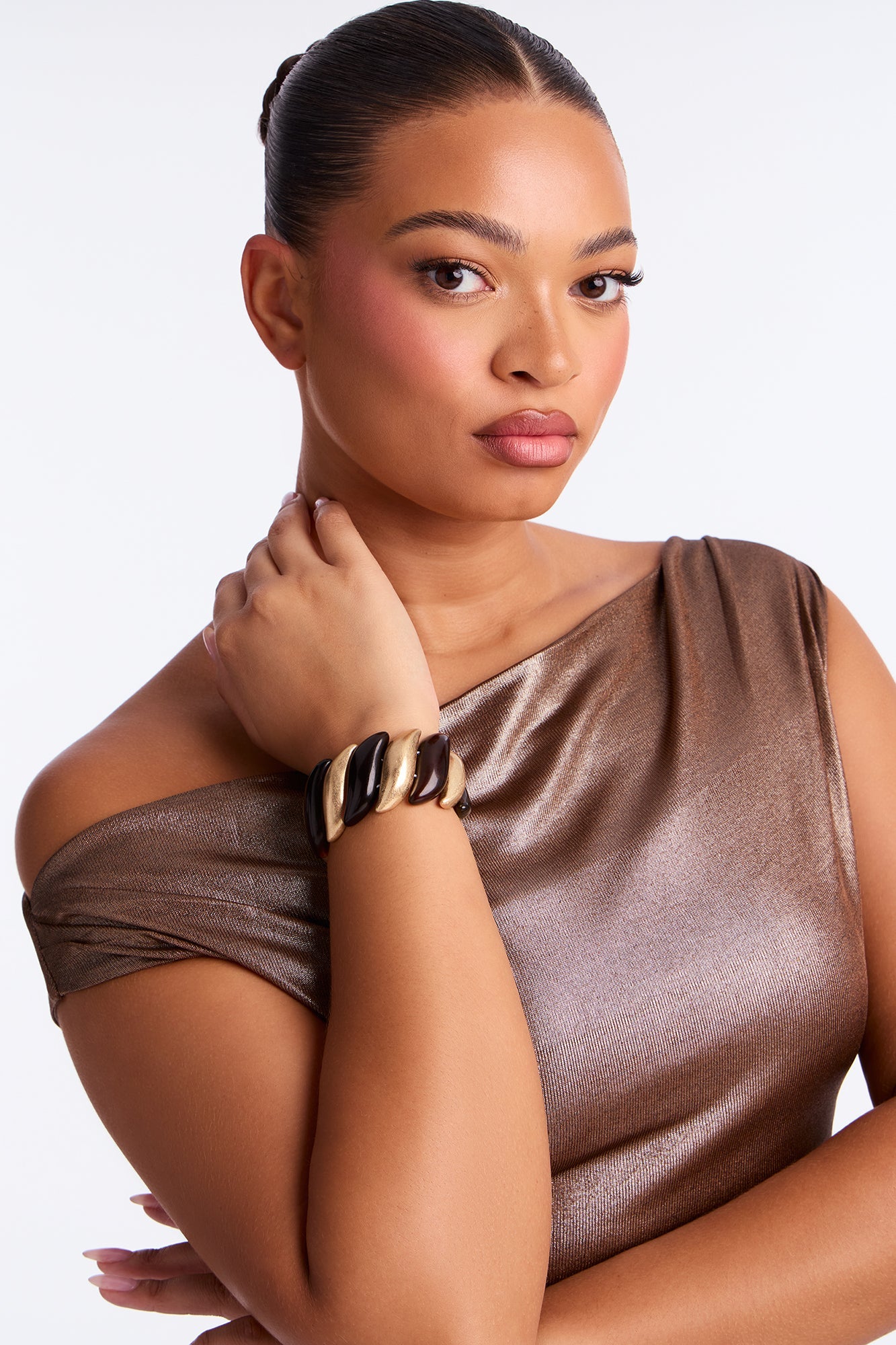 Going With The Flow Stretch Bracelet - Brown/combo