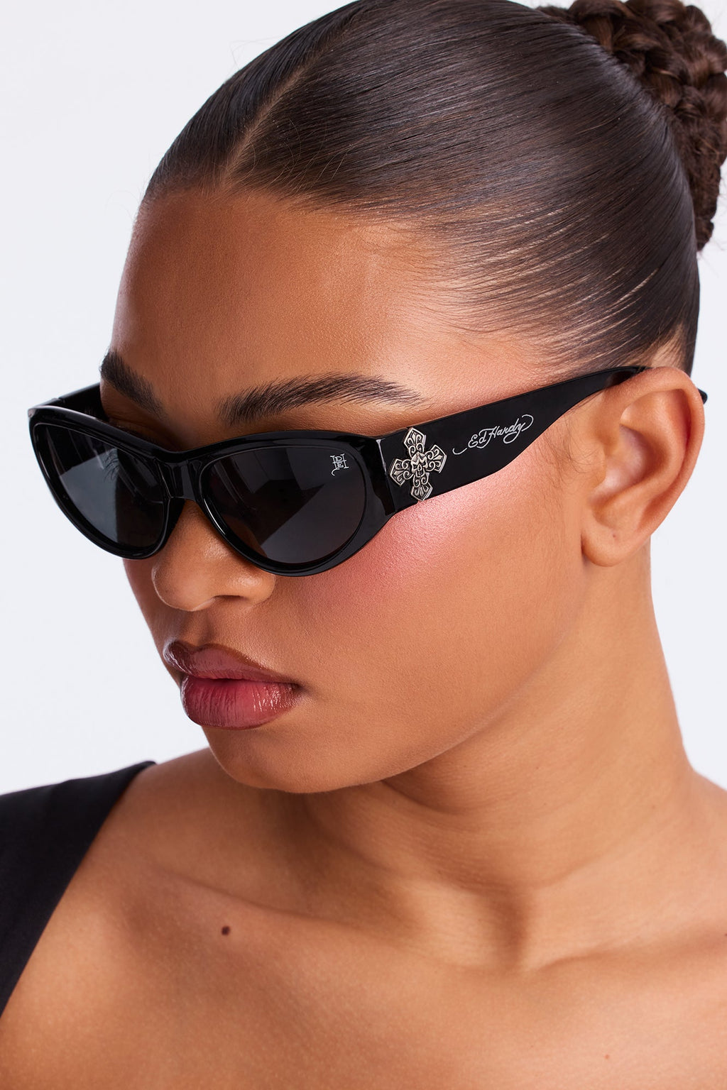 Cross My Mind Ed Hardy Shield Sunglasses - Black